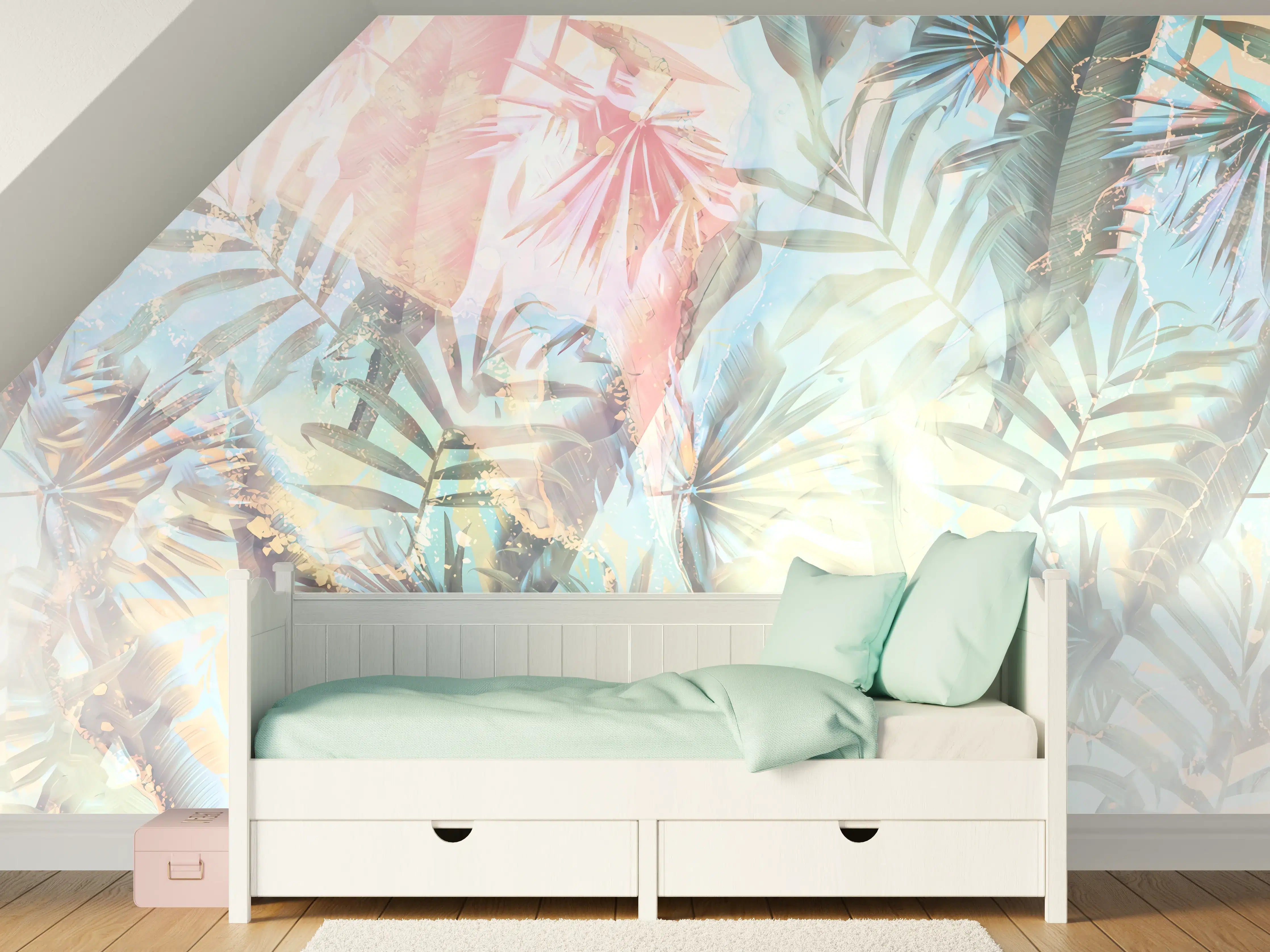 Kinderzimmer Wandgestaltung - Florale Darstellung - Pastell