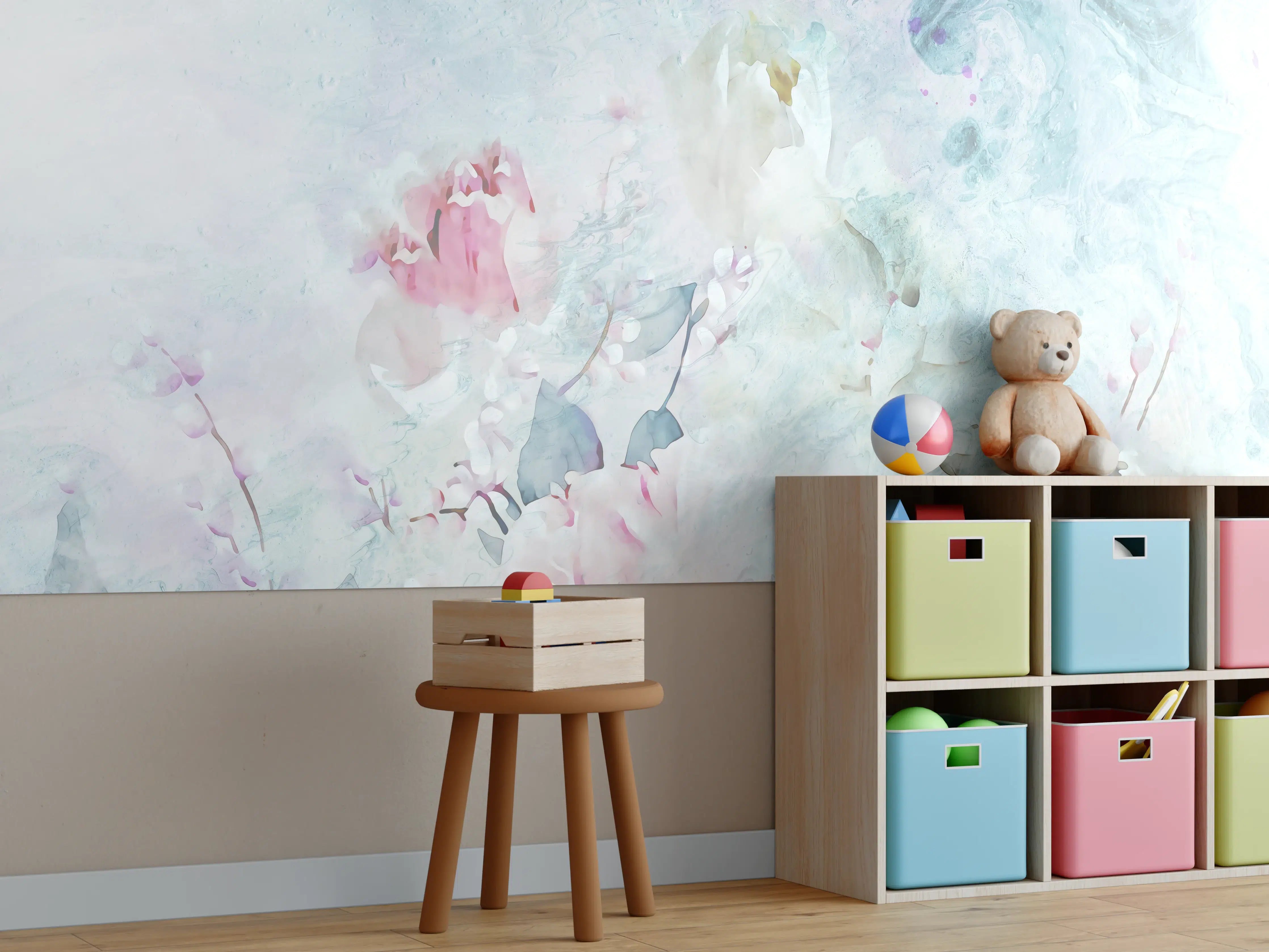 Kinderzimmer Wandgestaltung - Florale Kunst - Blumen Portrait