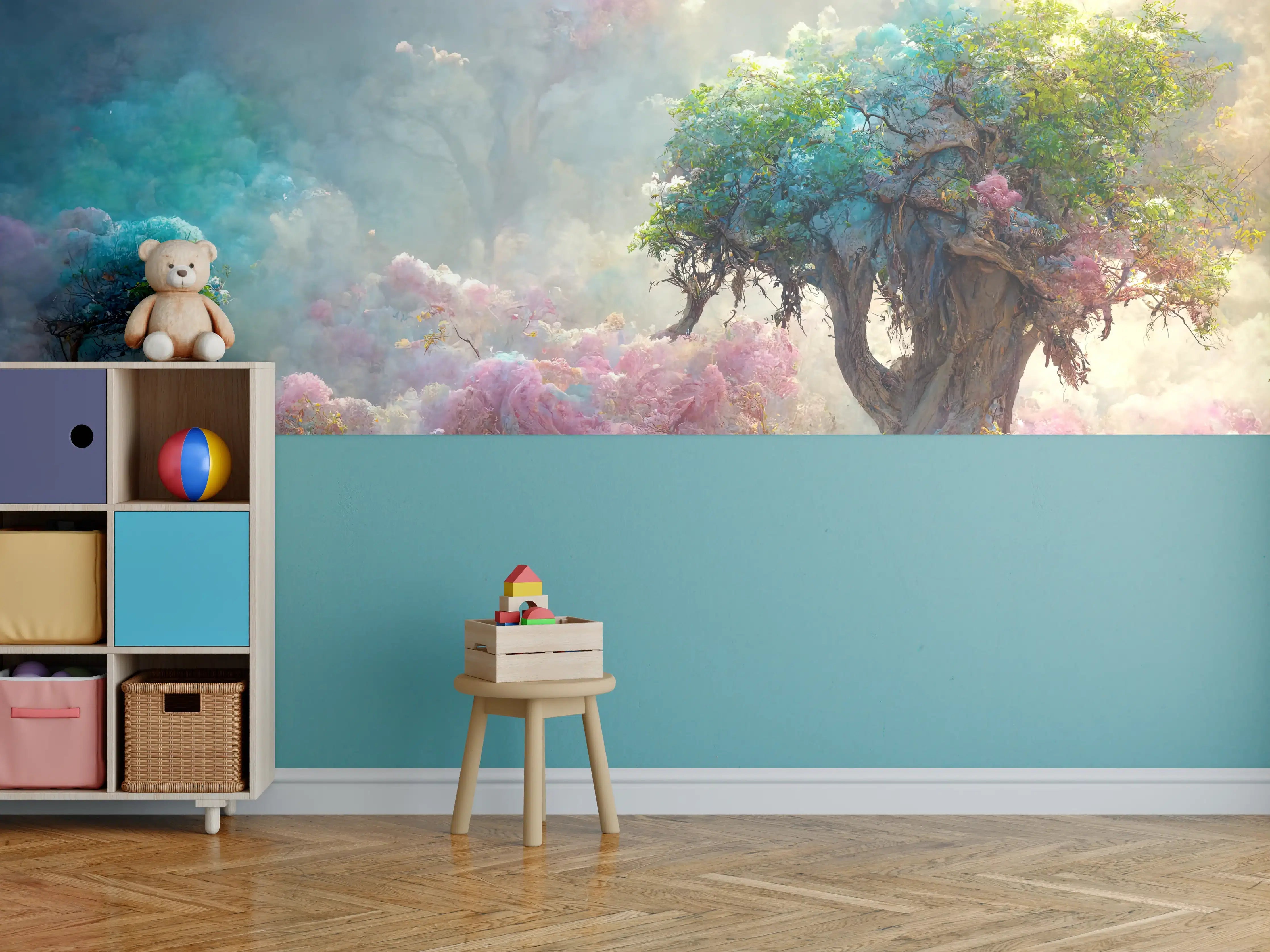 Kinderzimmer Wandgestaltung - Florale Märchenlandschaft