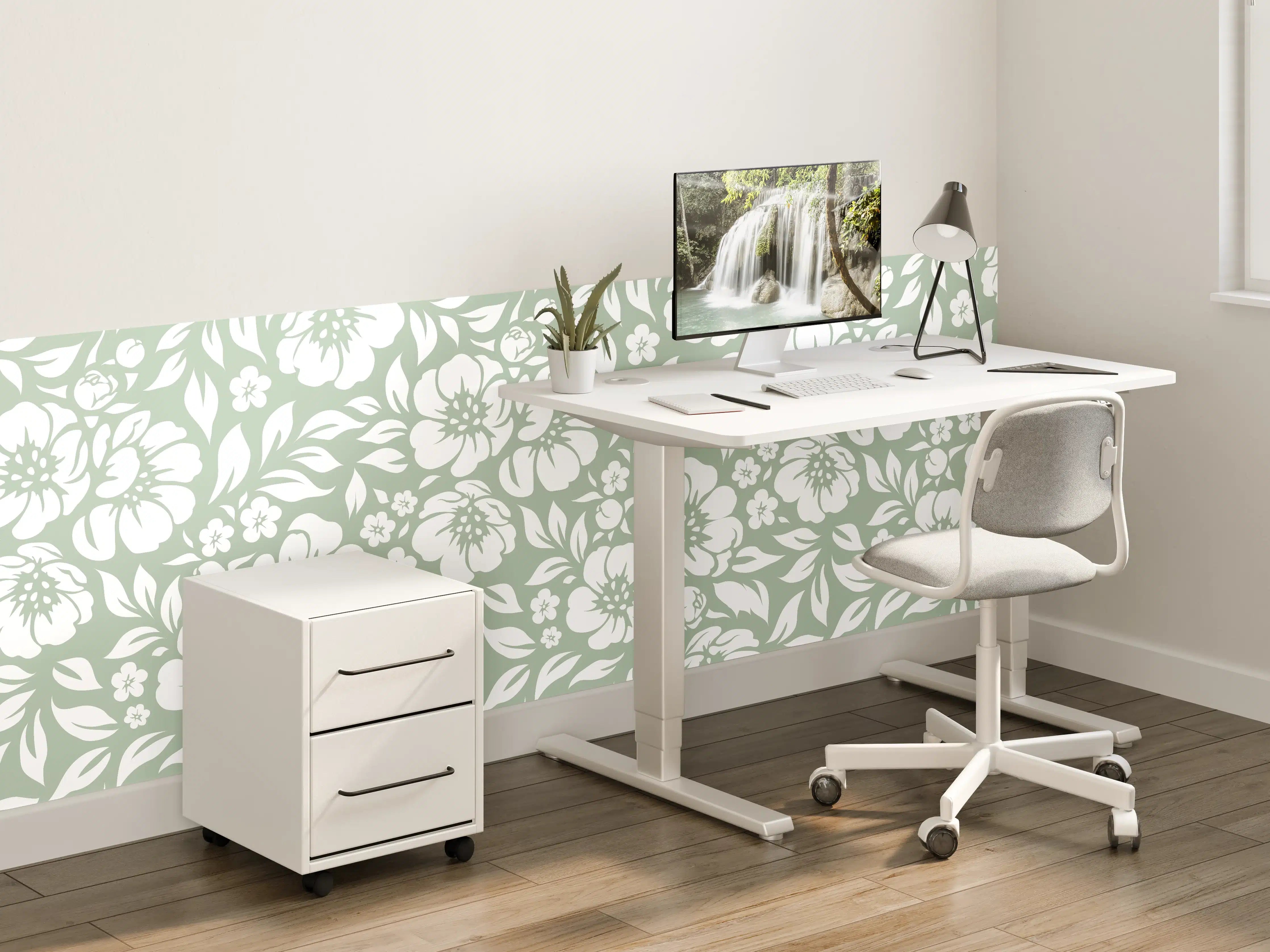 Kinderzimmer Wandgestaltung - Florale Salvia-Optik in zarten Grüntönen