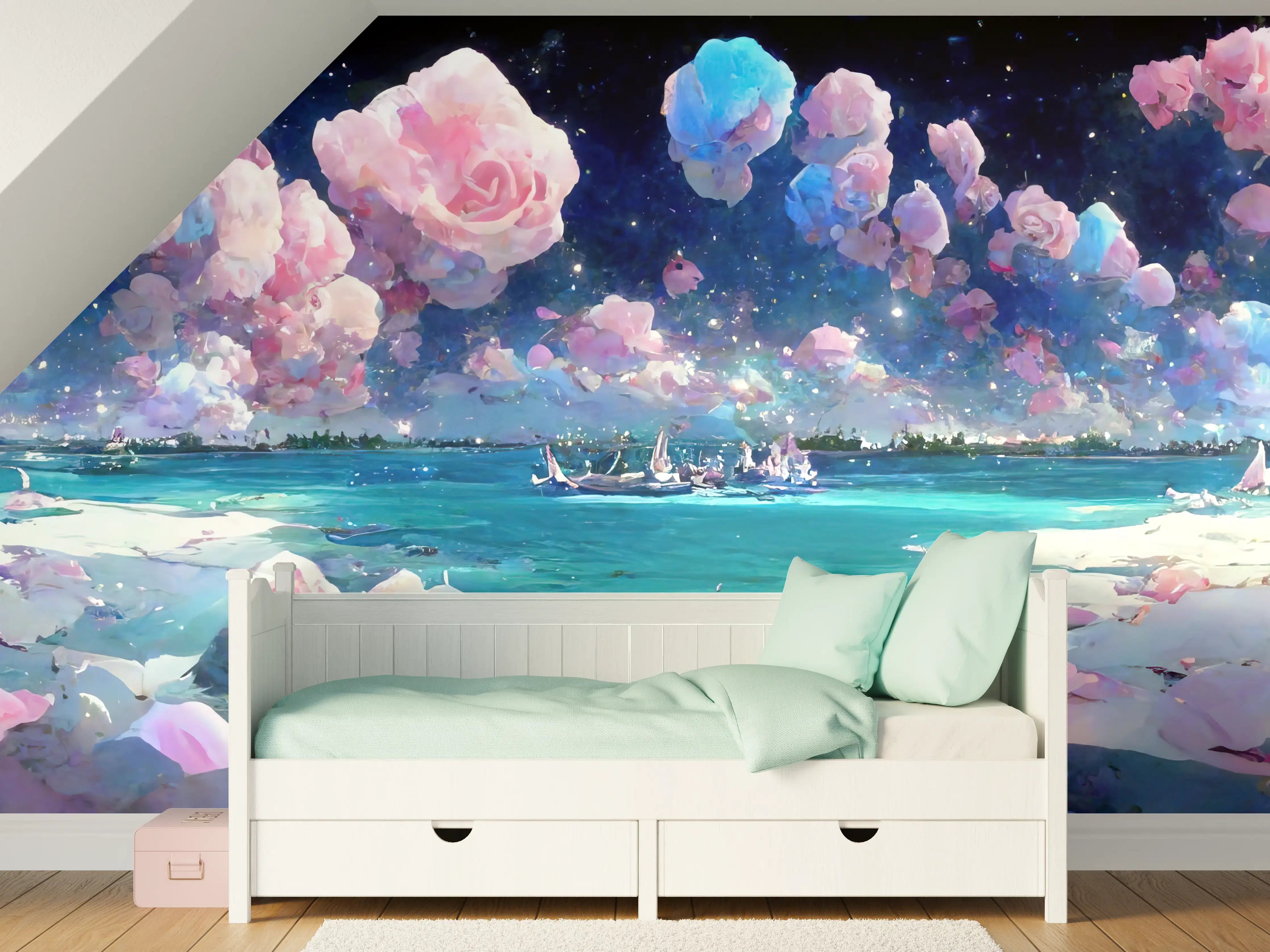 Kinderzimmer Wandgestaltung - Florale Traumwelt - Ozean