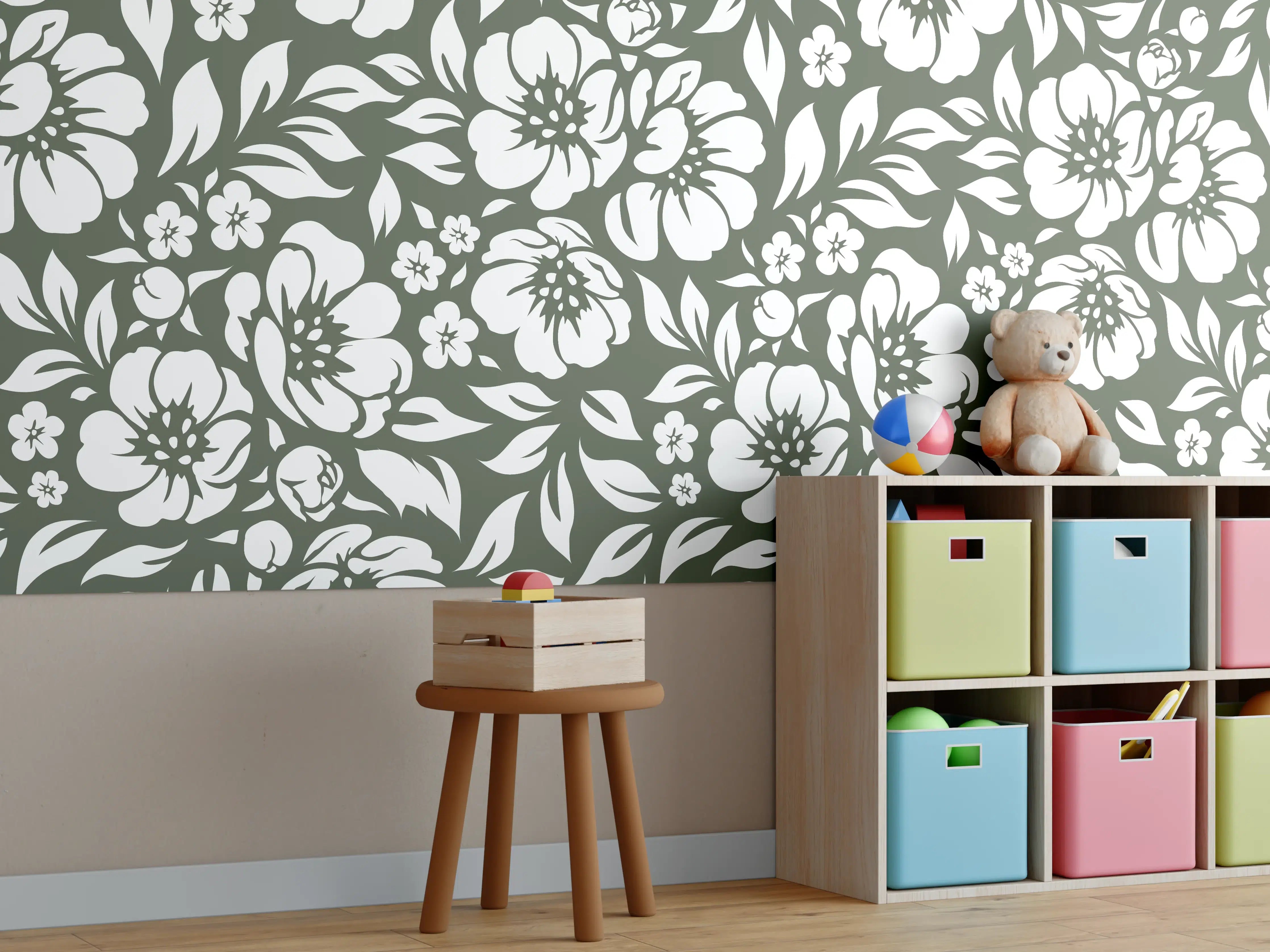 Kinderzimmer Wandgestaltung - Florale Wanddekoration