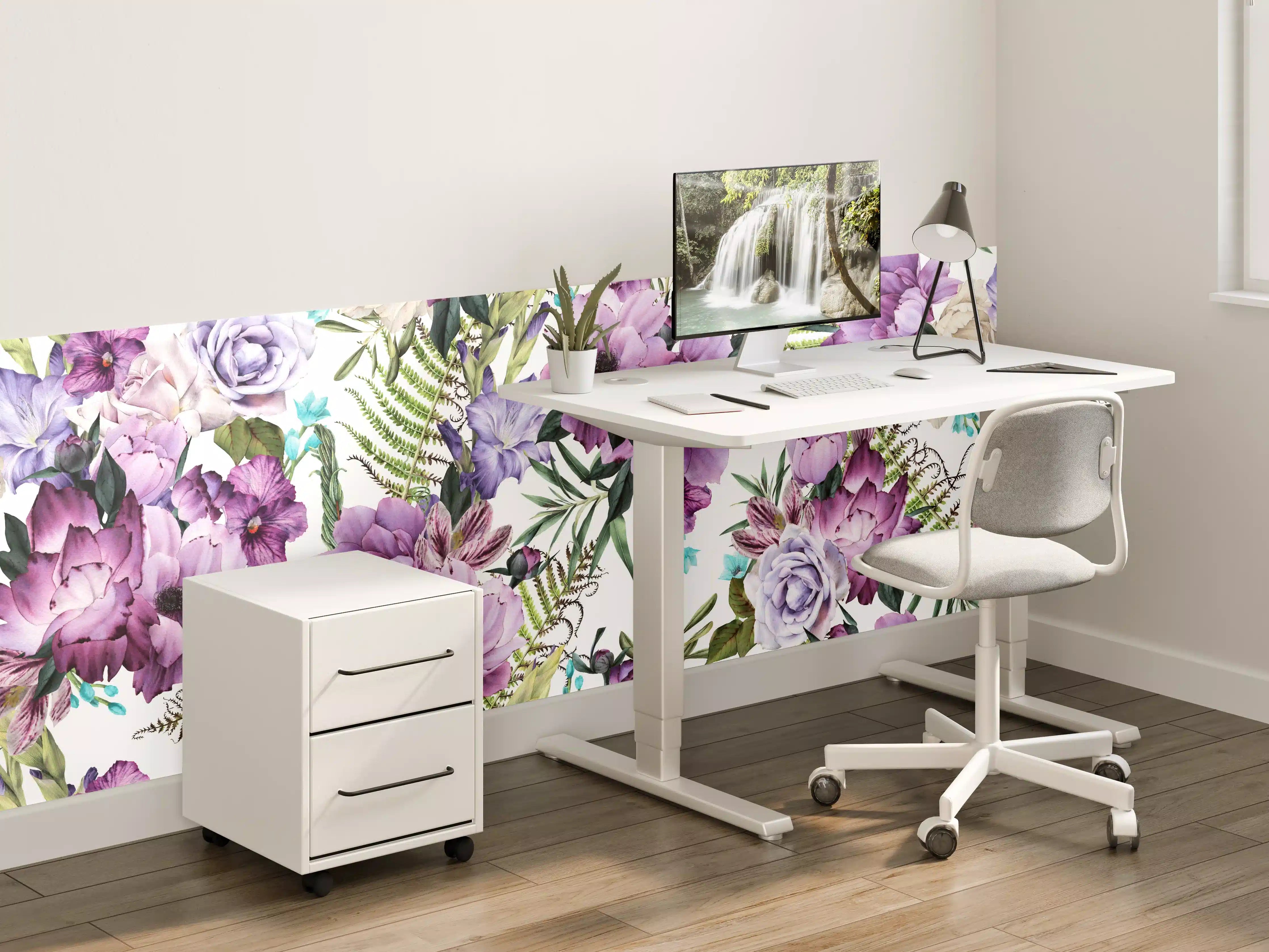 Kinderzimmer Wandgestaltung - Florale Wassermalerei in Pastelltönen