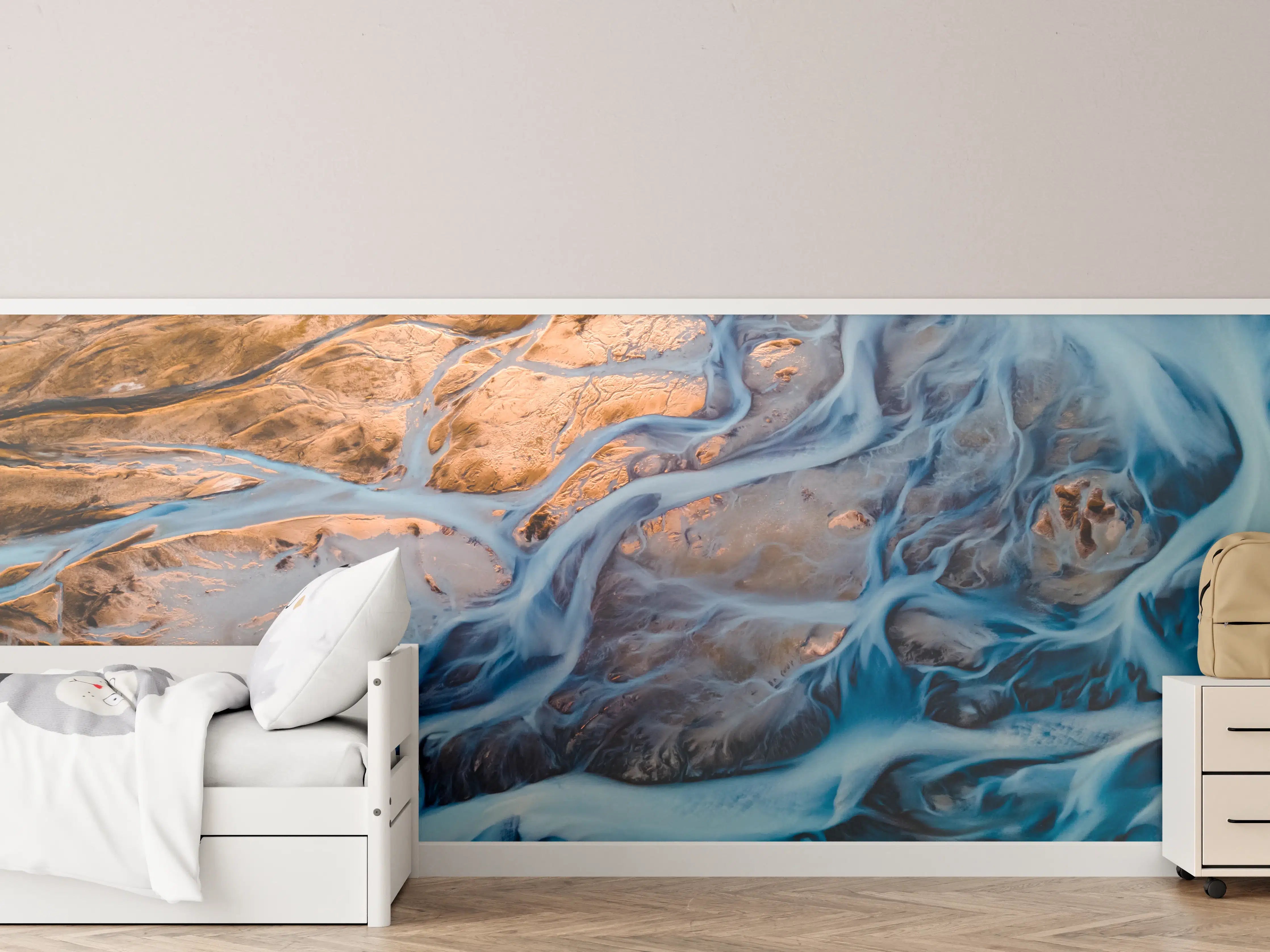 Kinderzimmer Wandgestaltung - Florale Wasserwelt in Blau