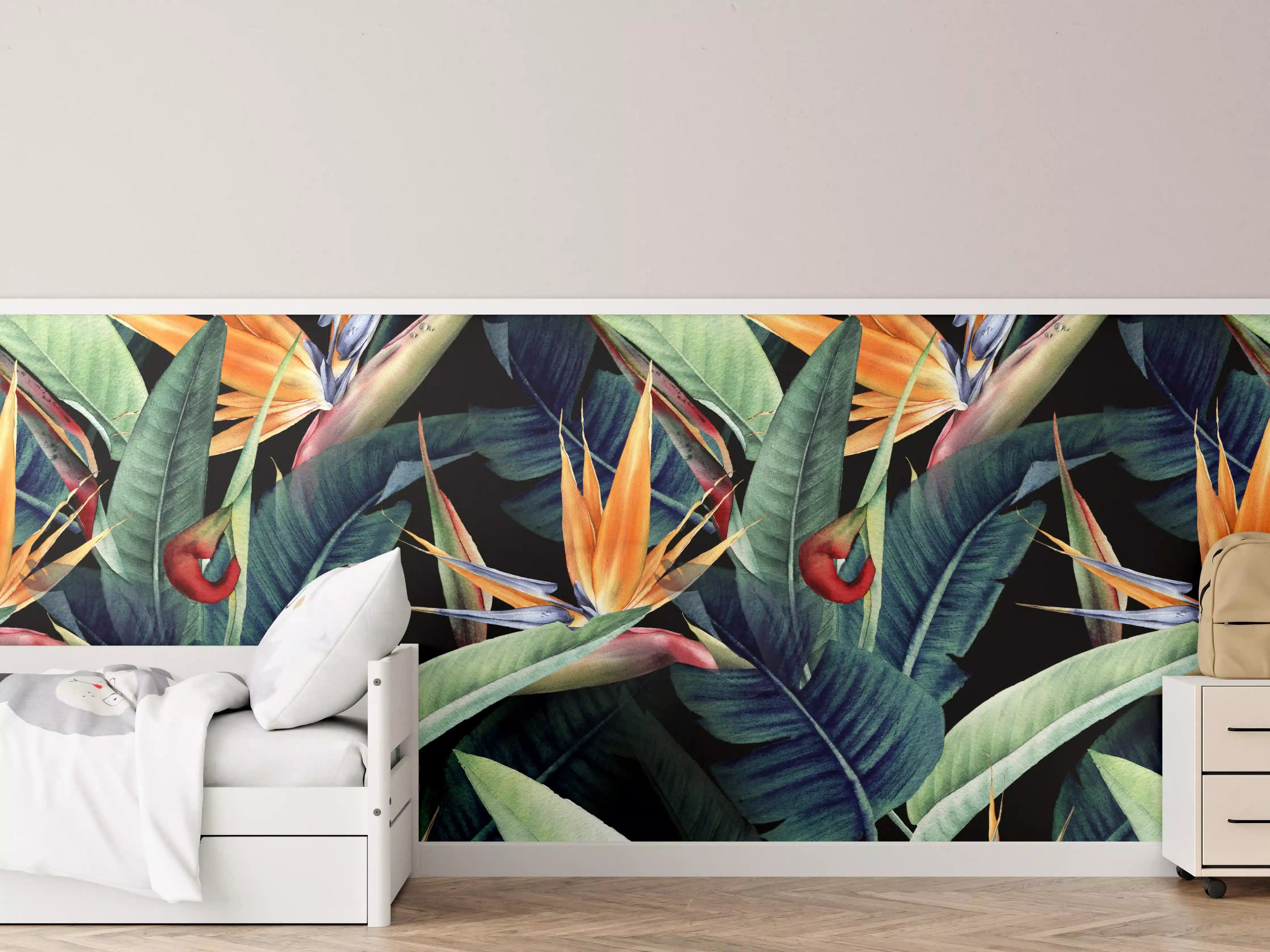 Kinderzimmer Wandgestaltung - Florales Blätter Muster