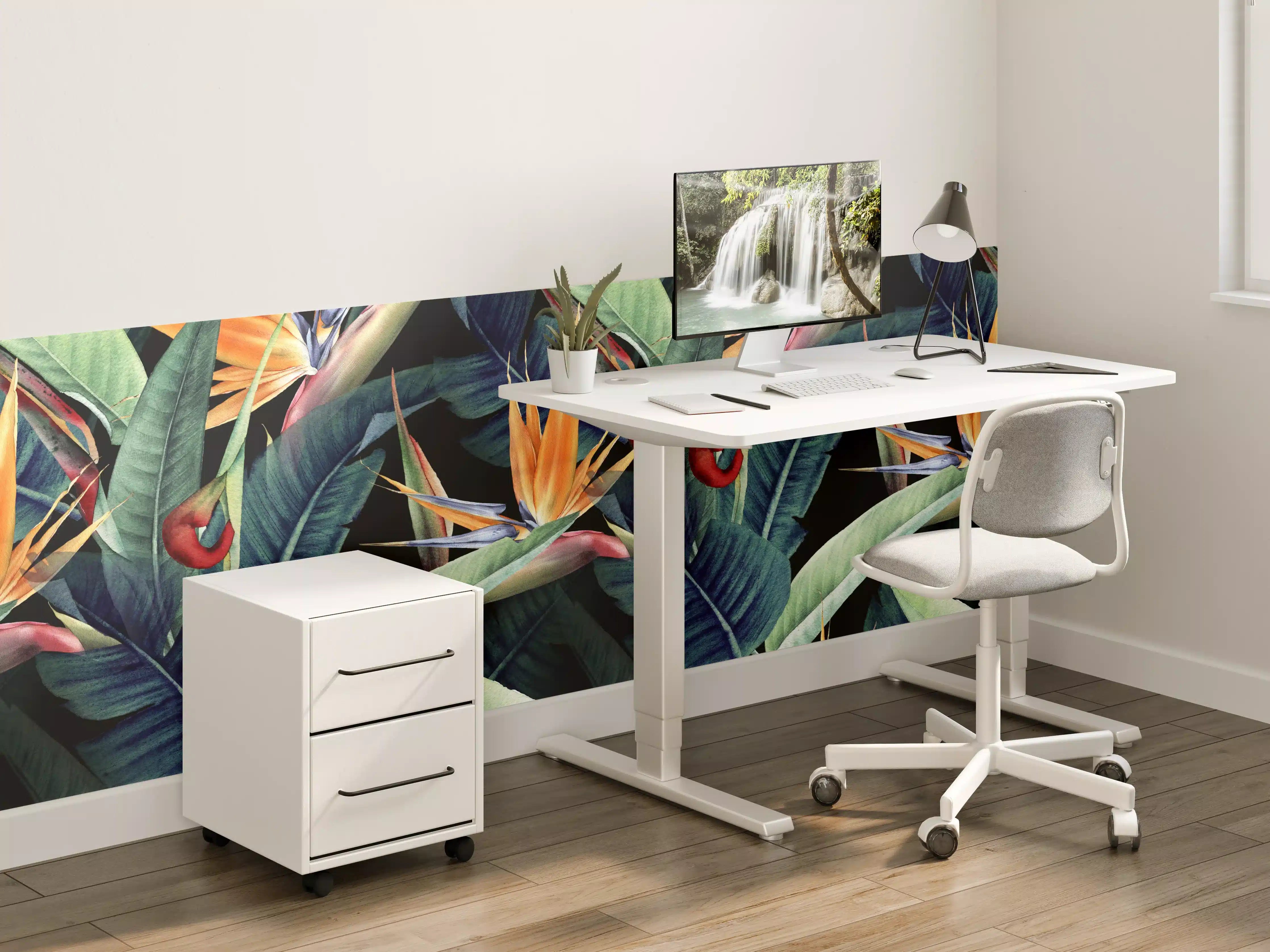 Kinderzimmer Wandgestaltung - Florales Blätter Muster