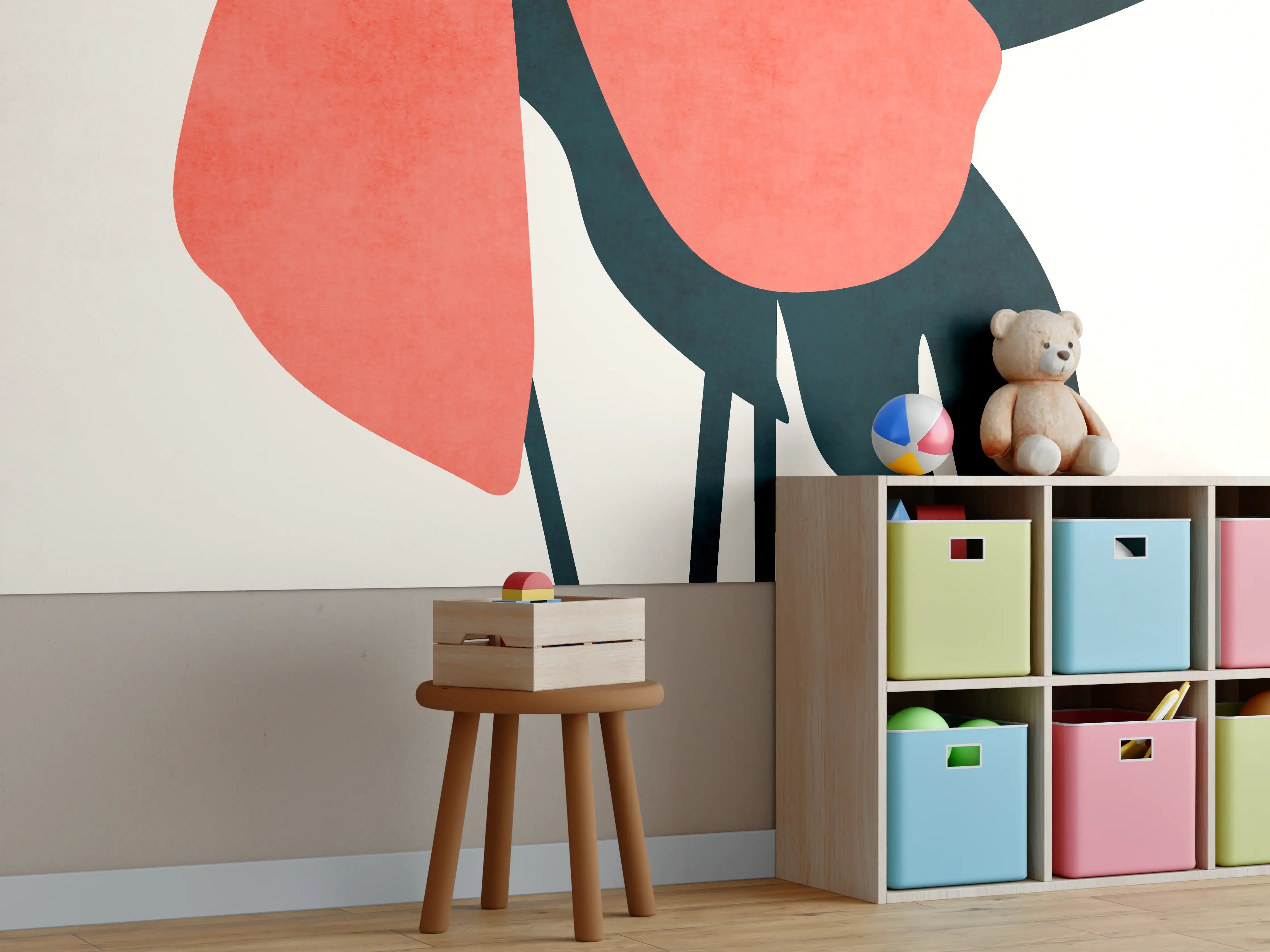 Kinderzimmer Wandgestaltung - Florales Gemälde - Blumen