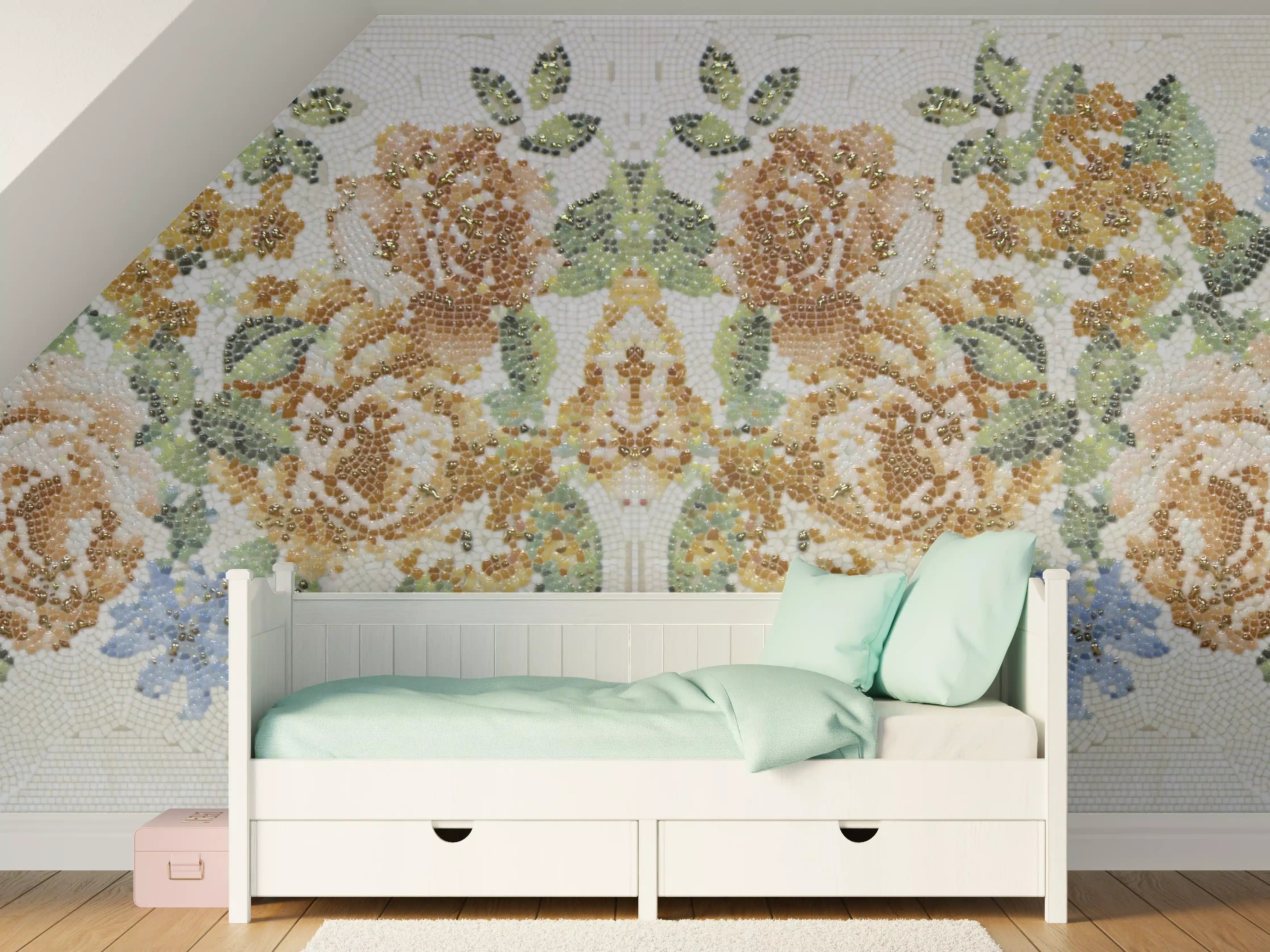 Kinderzimmer Wandgestaltung - Florales Muster Design Textur