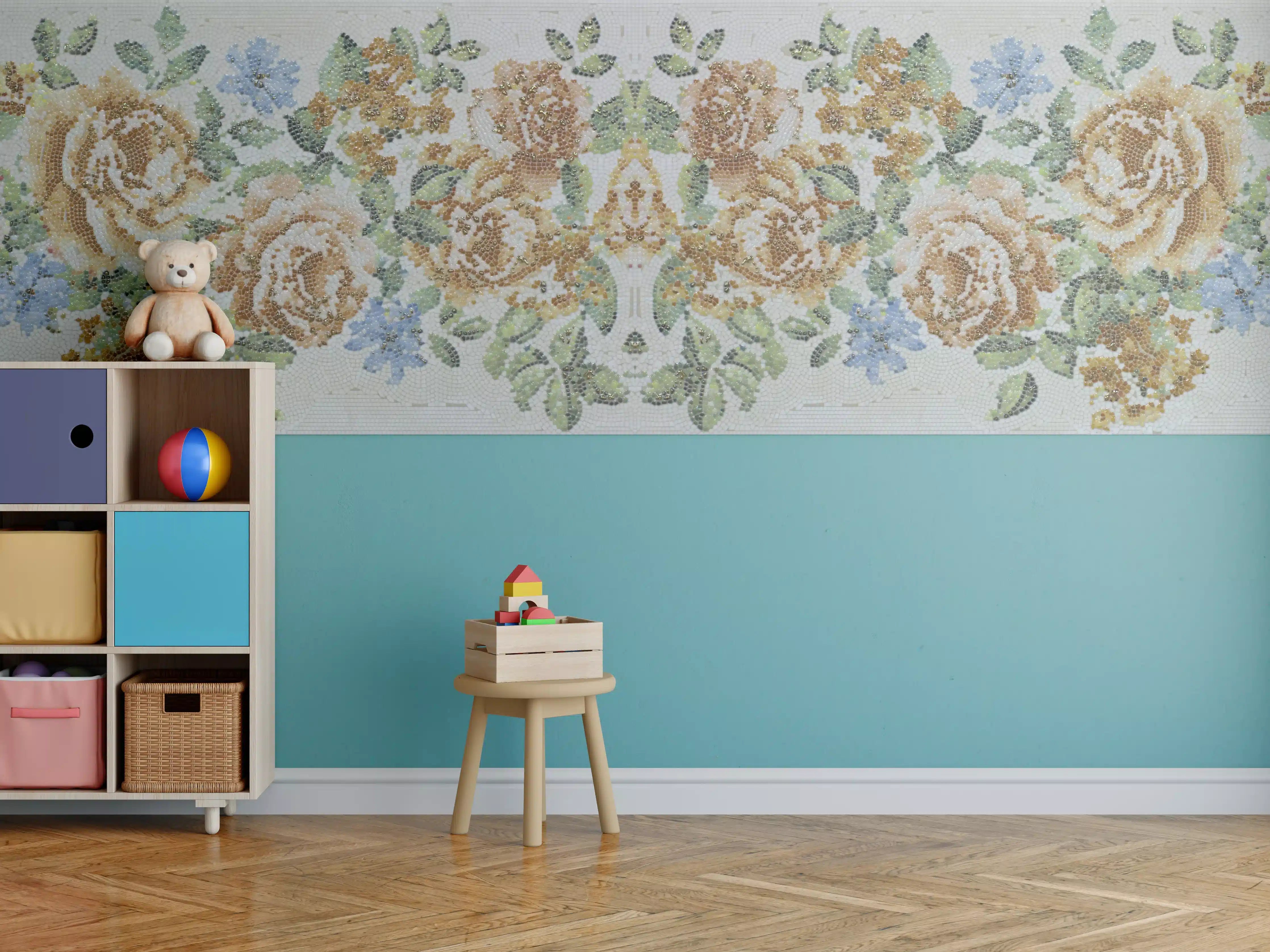 Kinderzimmer Wandgestaltung - Florales Muster Design Textur