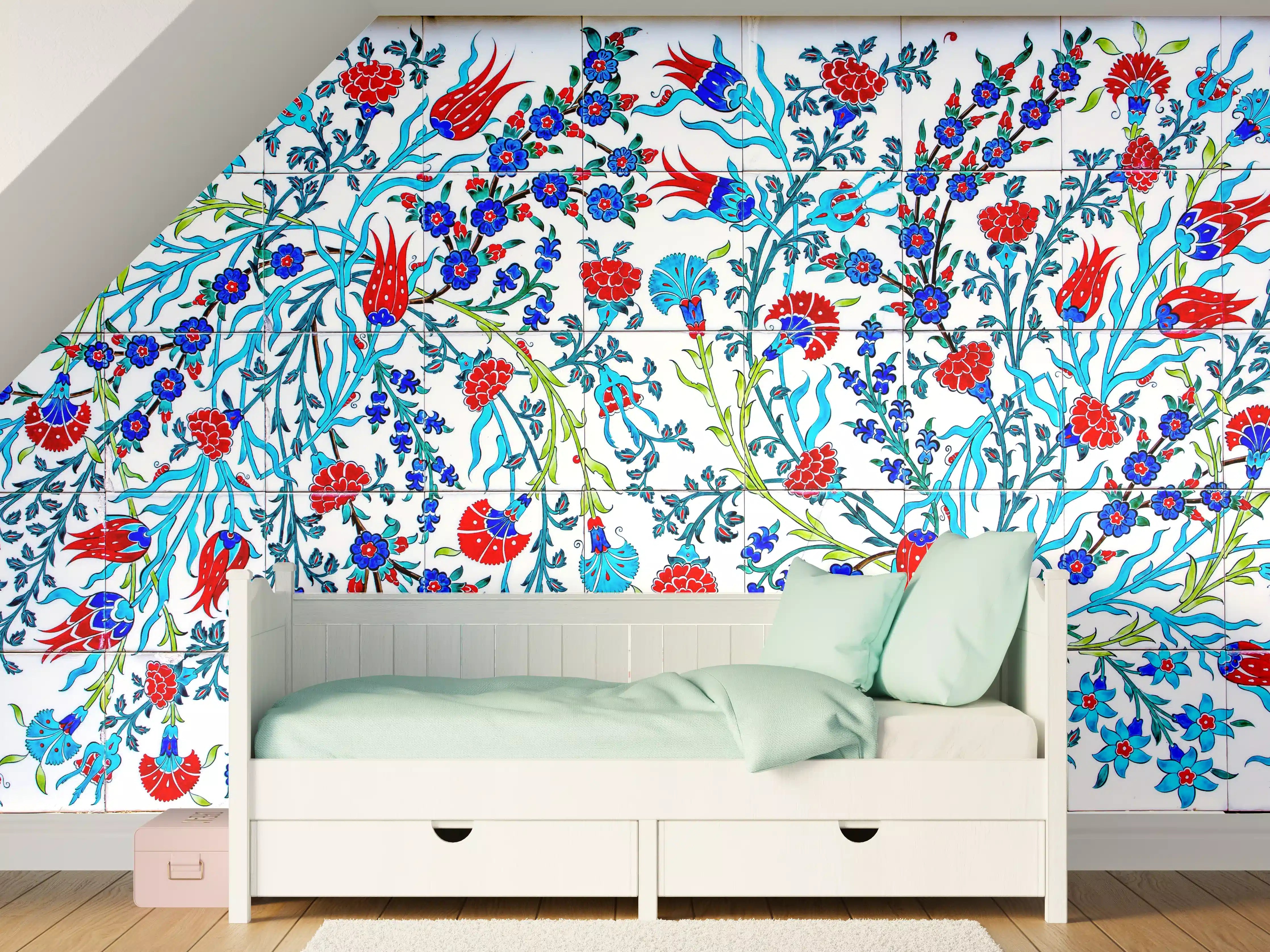 Kinderzimmer Wandgestaltung - Florales Muster Türkische Wandfliese