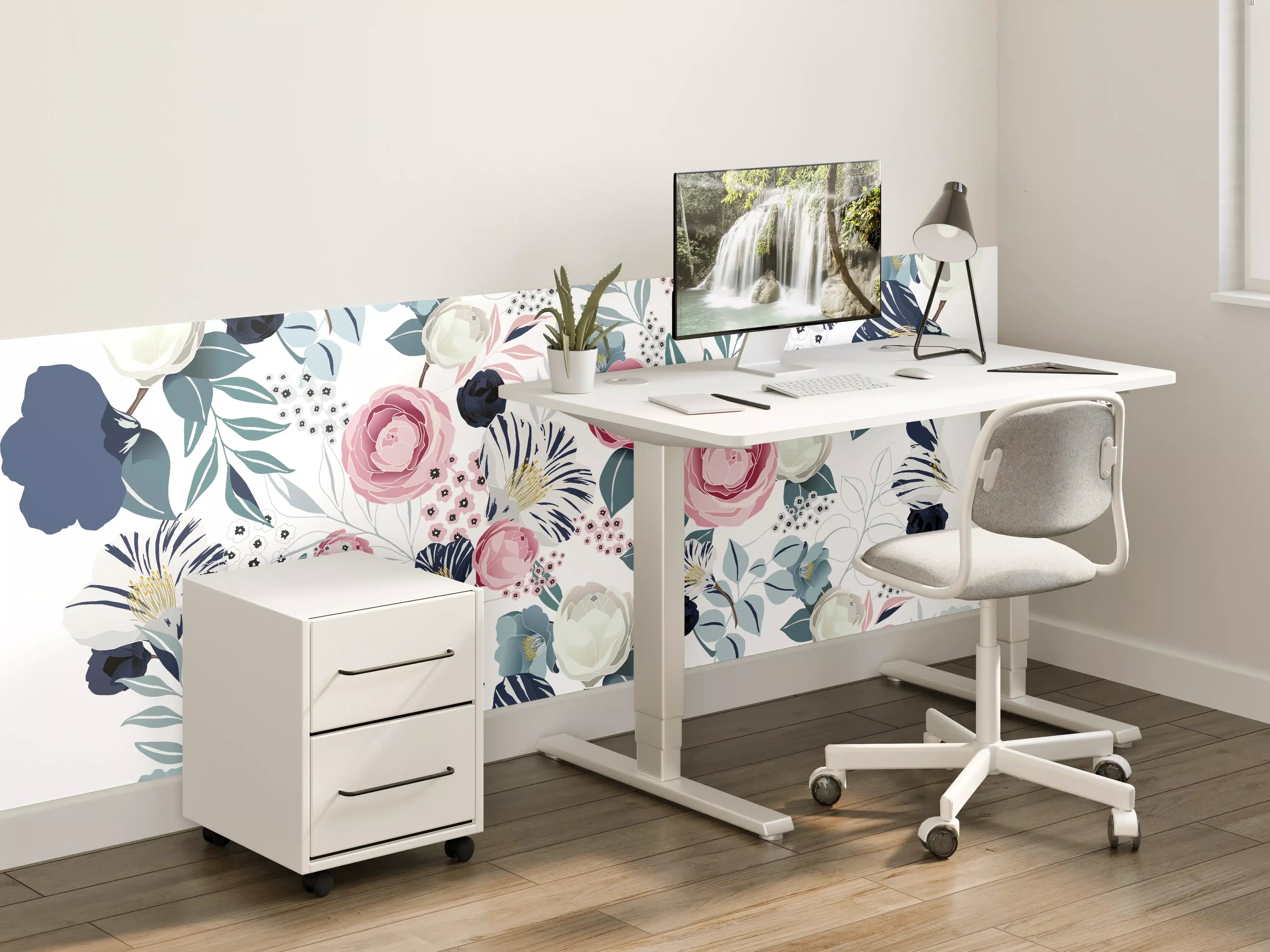 Kinderzimmer Wandgestaltung - Florales Muster in Pastellfarben