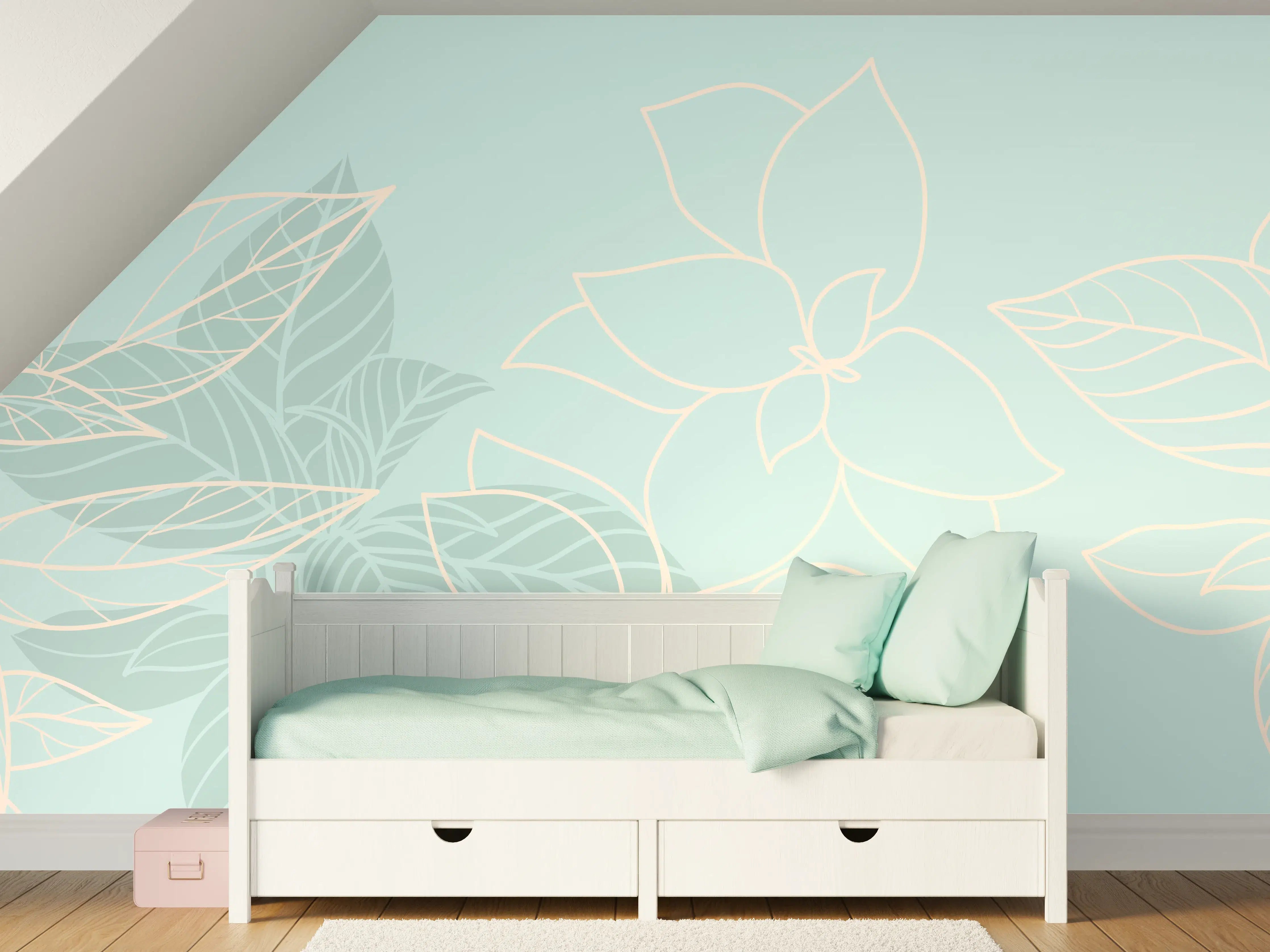 Kinderzimmer Wandgestaltung - Florales Muster in Pastelltönen