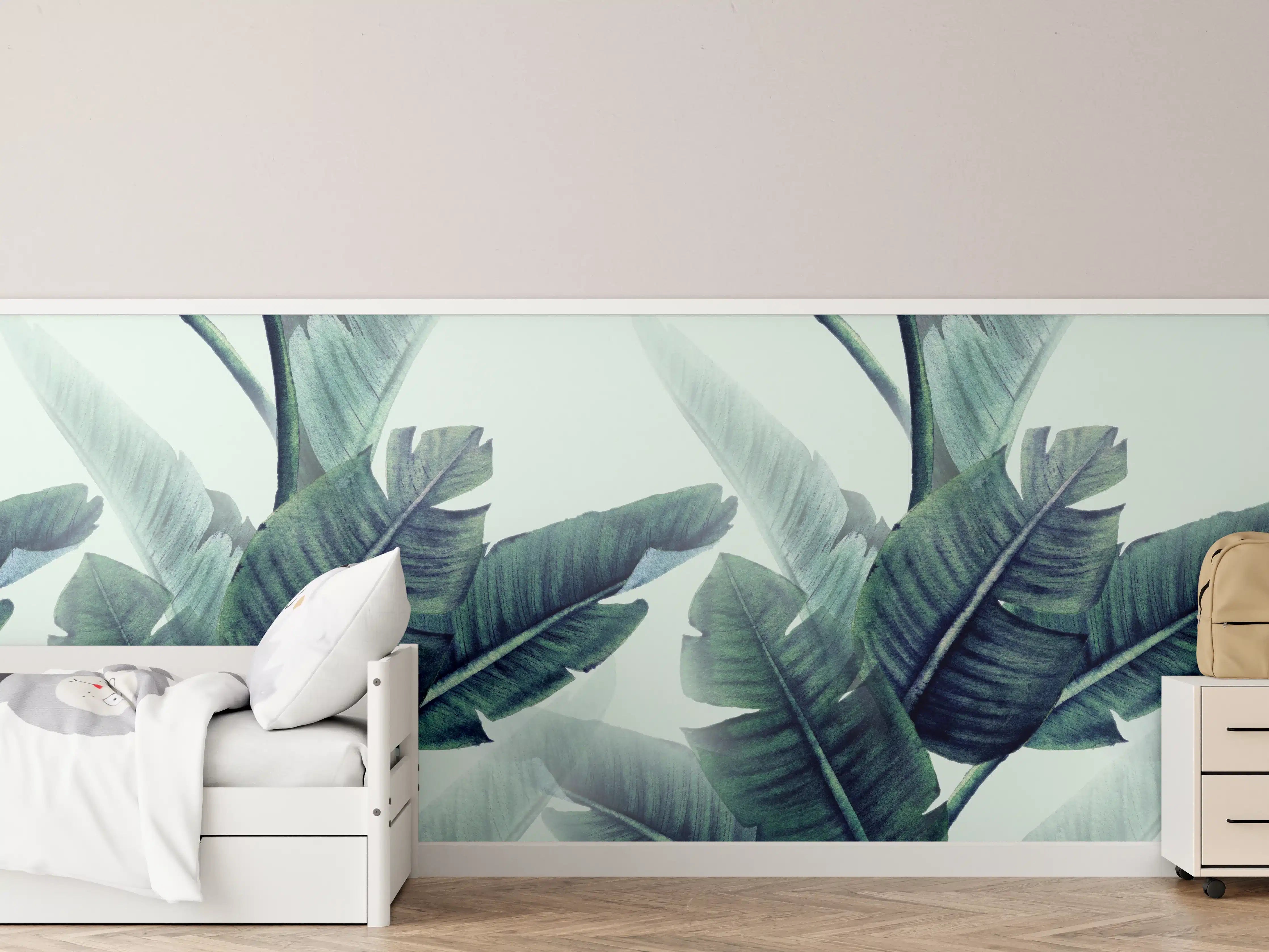 Kinderzimmer Wandgestaltung - Florales Muster mit Blättern