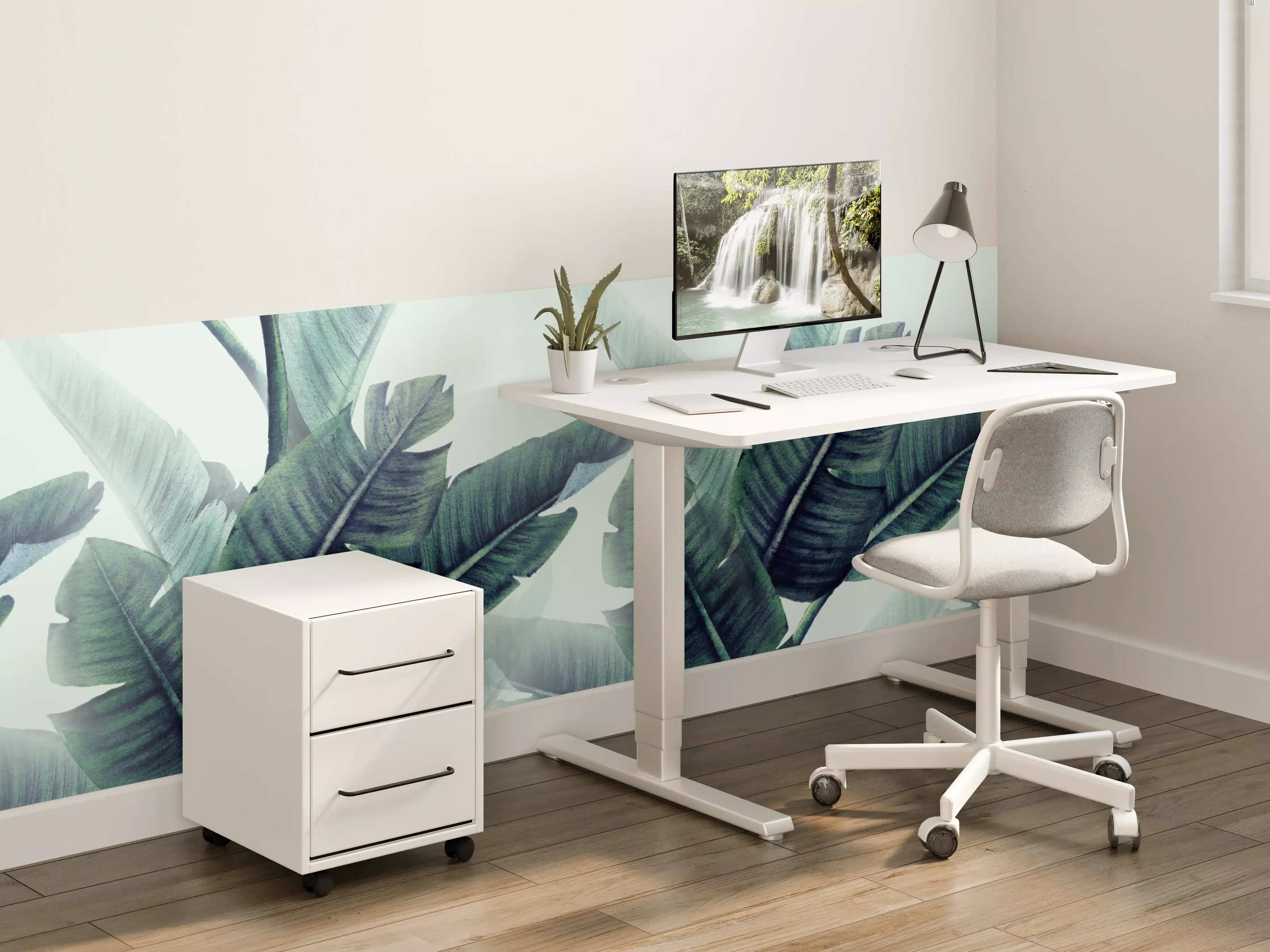 Kinderzimmer Wandgestaltung - Florales Muster mit Blättern