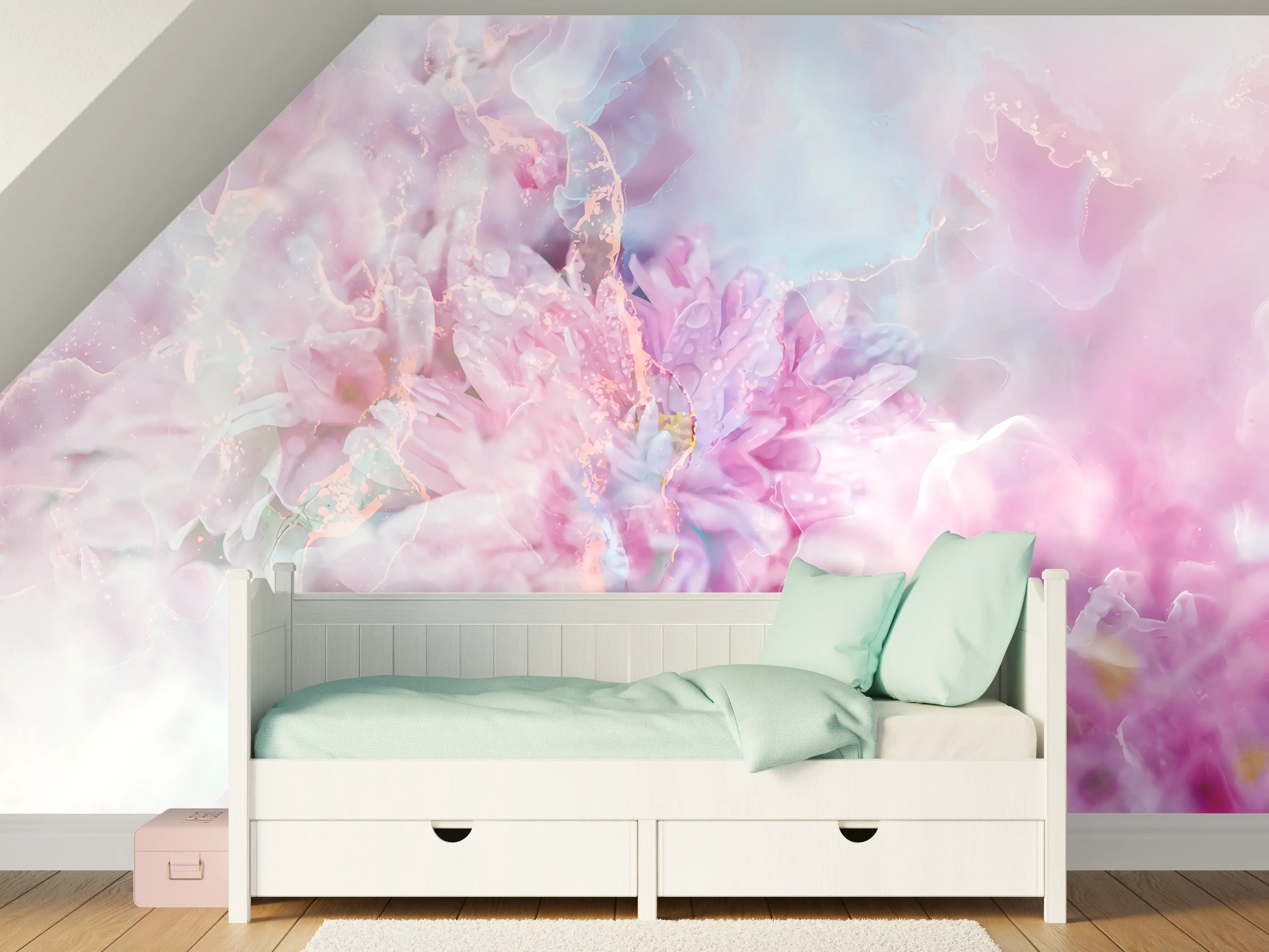 Kinderzimmer Wandgestaltung - Florales Portrait - Pastell