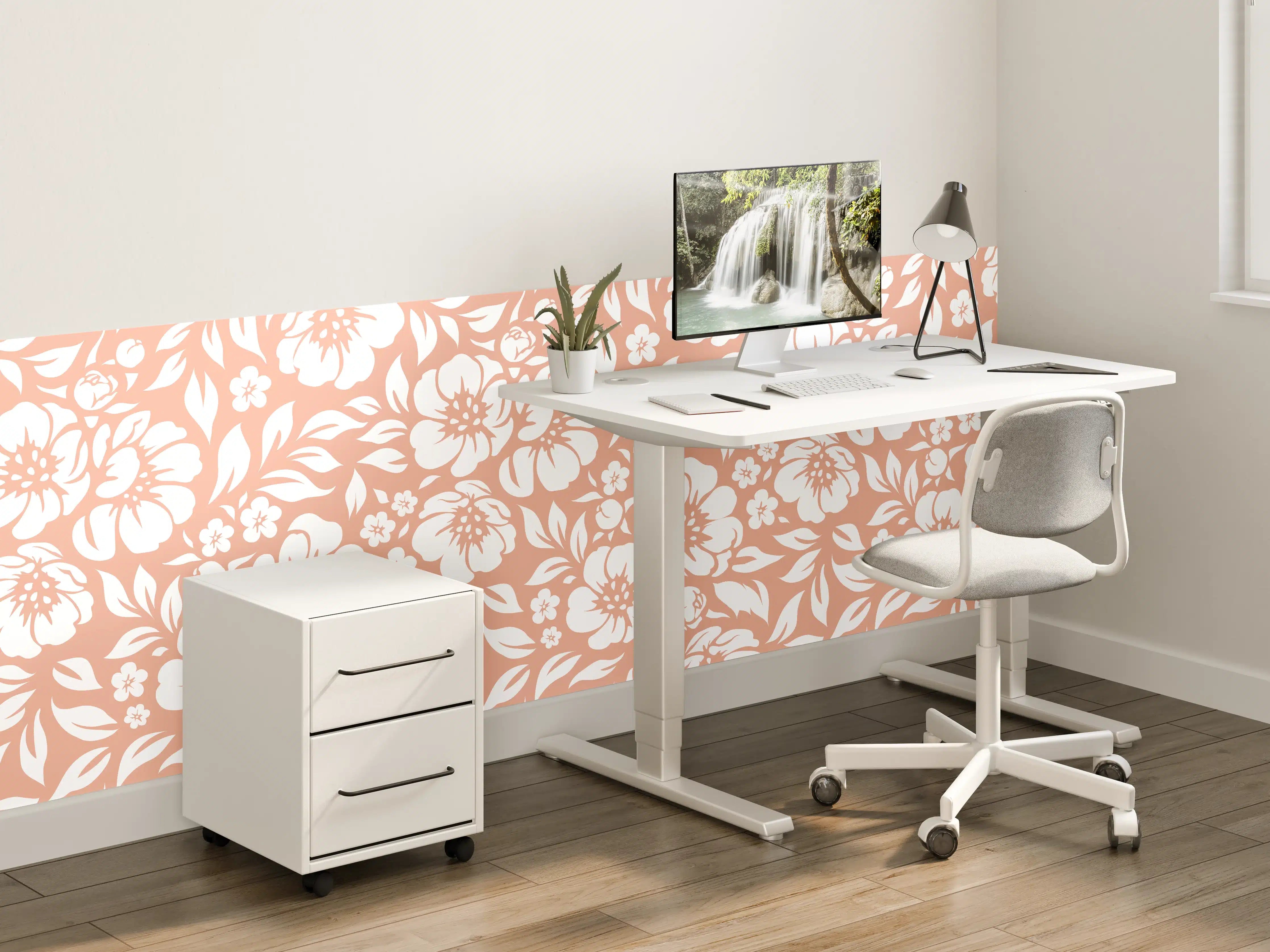 Kinderzimmer Wandgestaltung - Florales Salmone-Muster