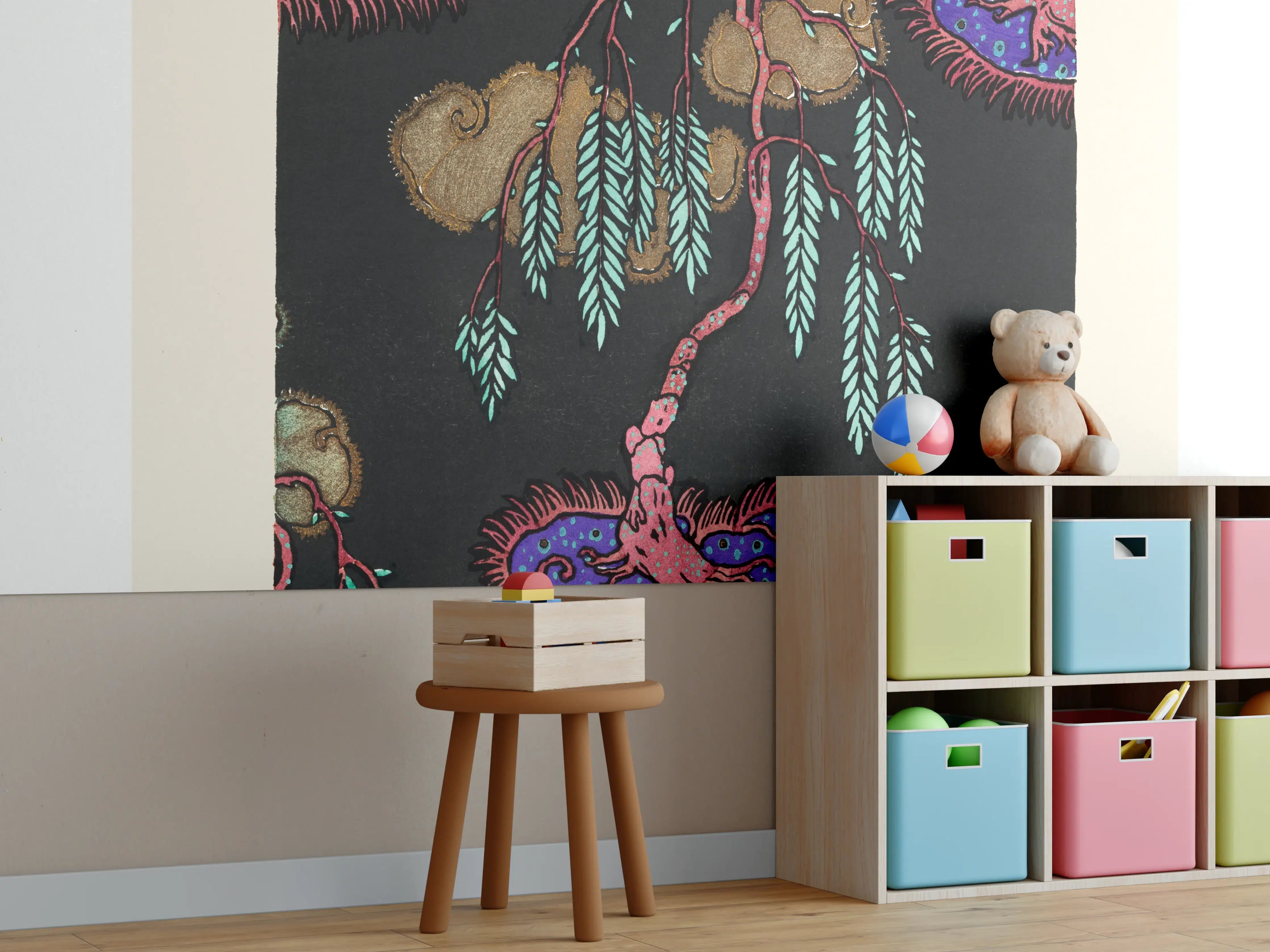 Kinderzimmer Wandgestaltung - Florales Vintage-Kunstposter