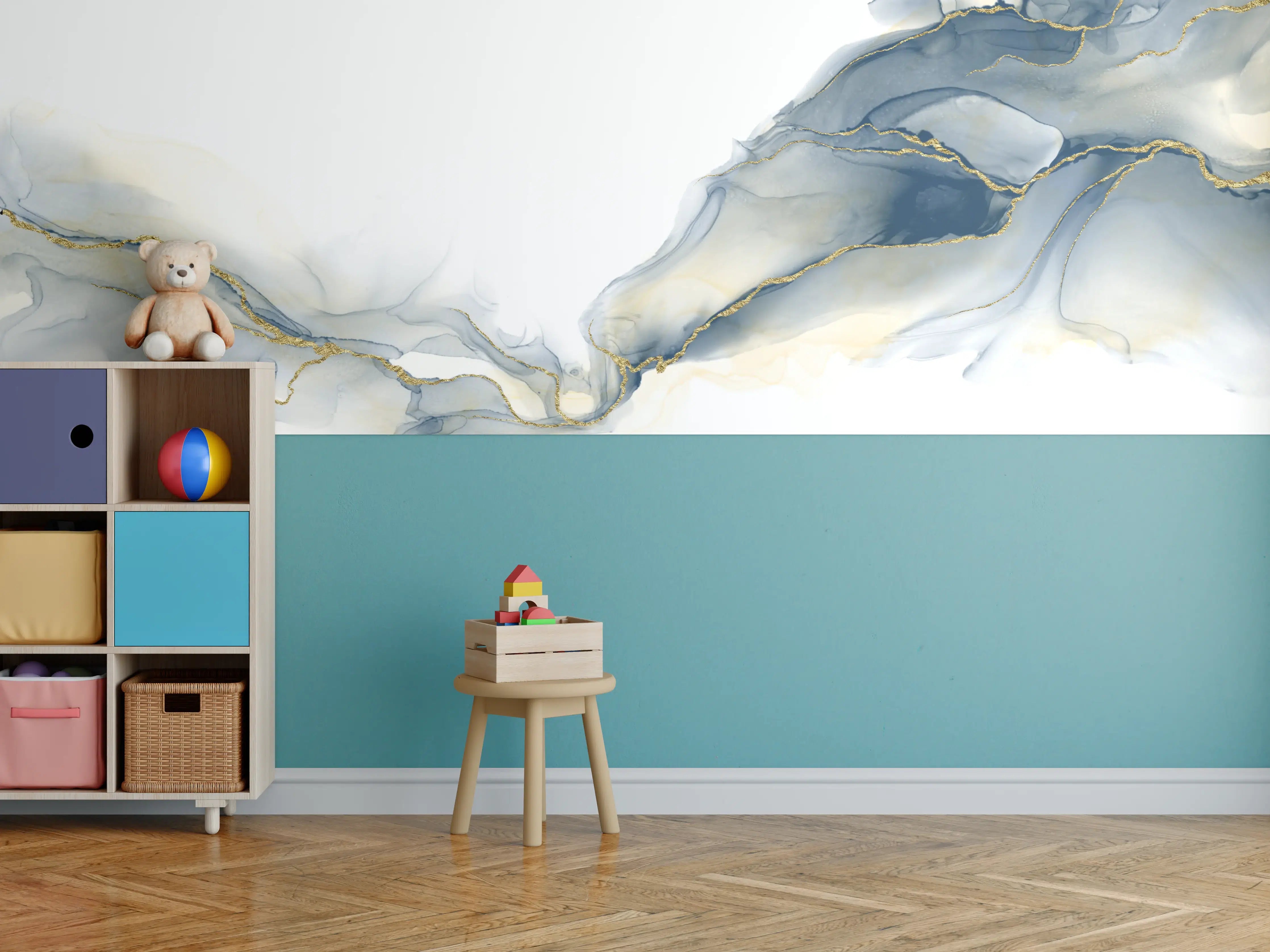 Kinderzimmer Wandgestaltung - Flüssigkunstmalerei - Alkoholtintenkunst