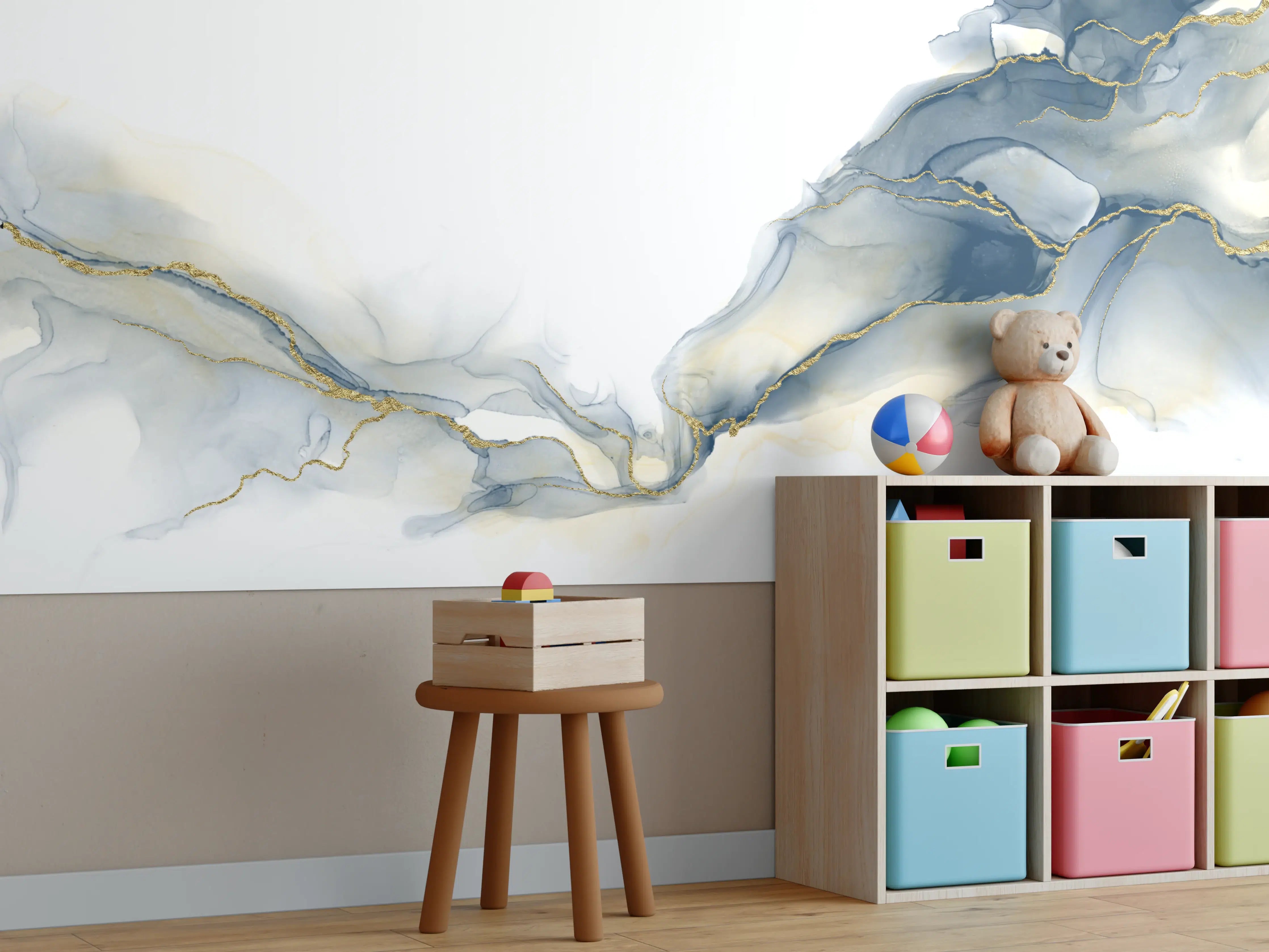 Kinderzimmer Wandgestaltung - Flüssigkunstmalerei - Alkoholtintenkunst