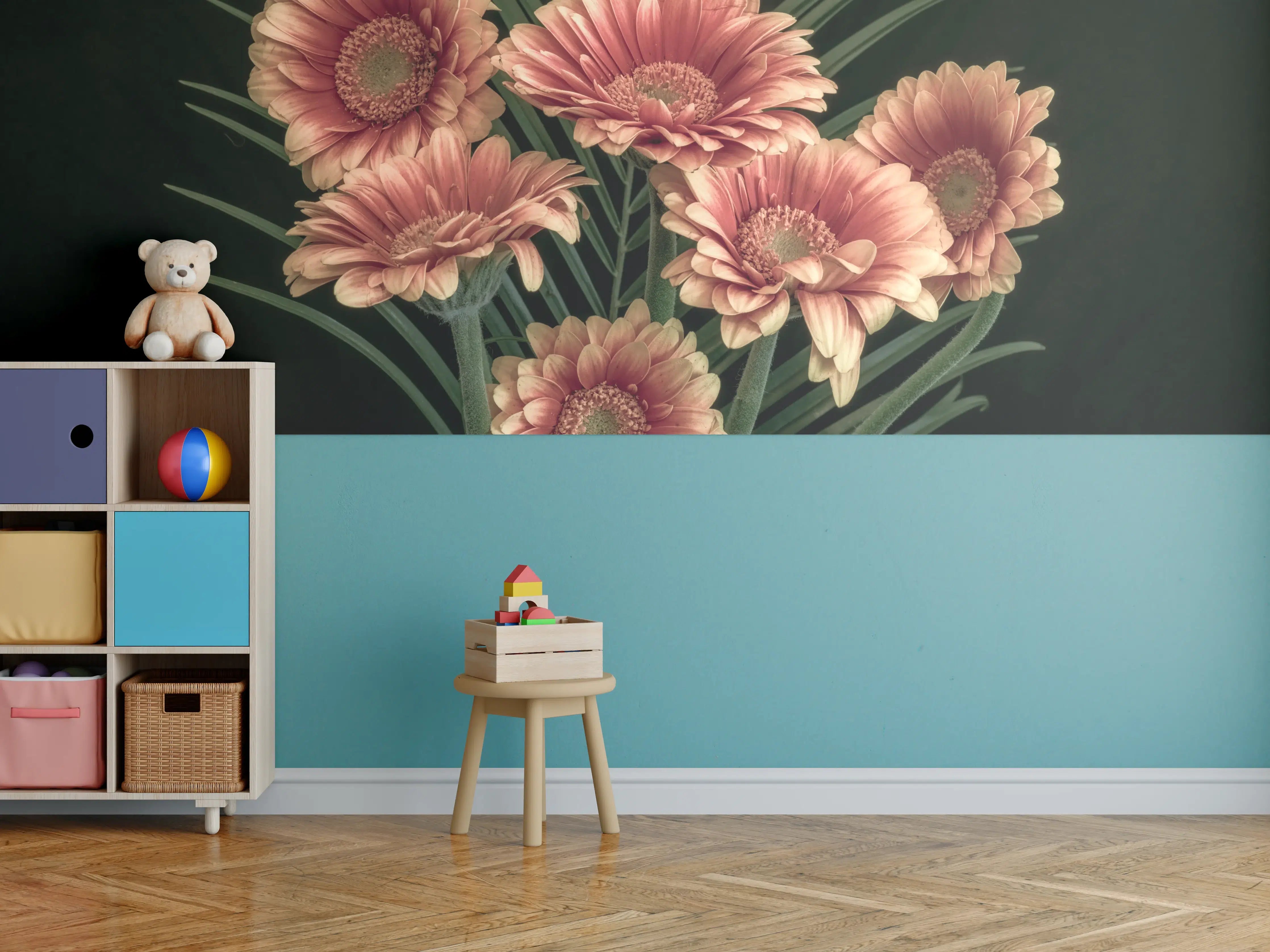 Kinderzimmer Wandgestaltung - Frischer Blumenstrauß Stillleben