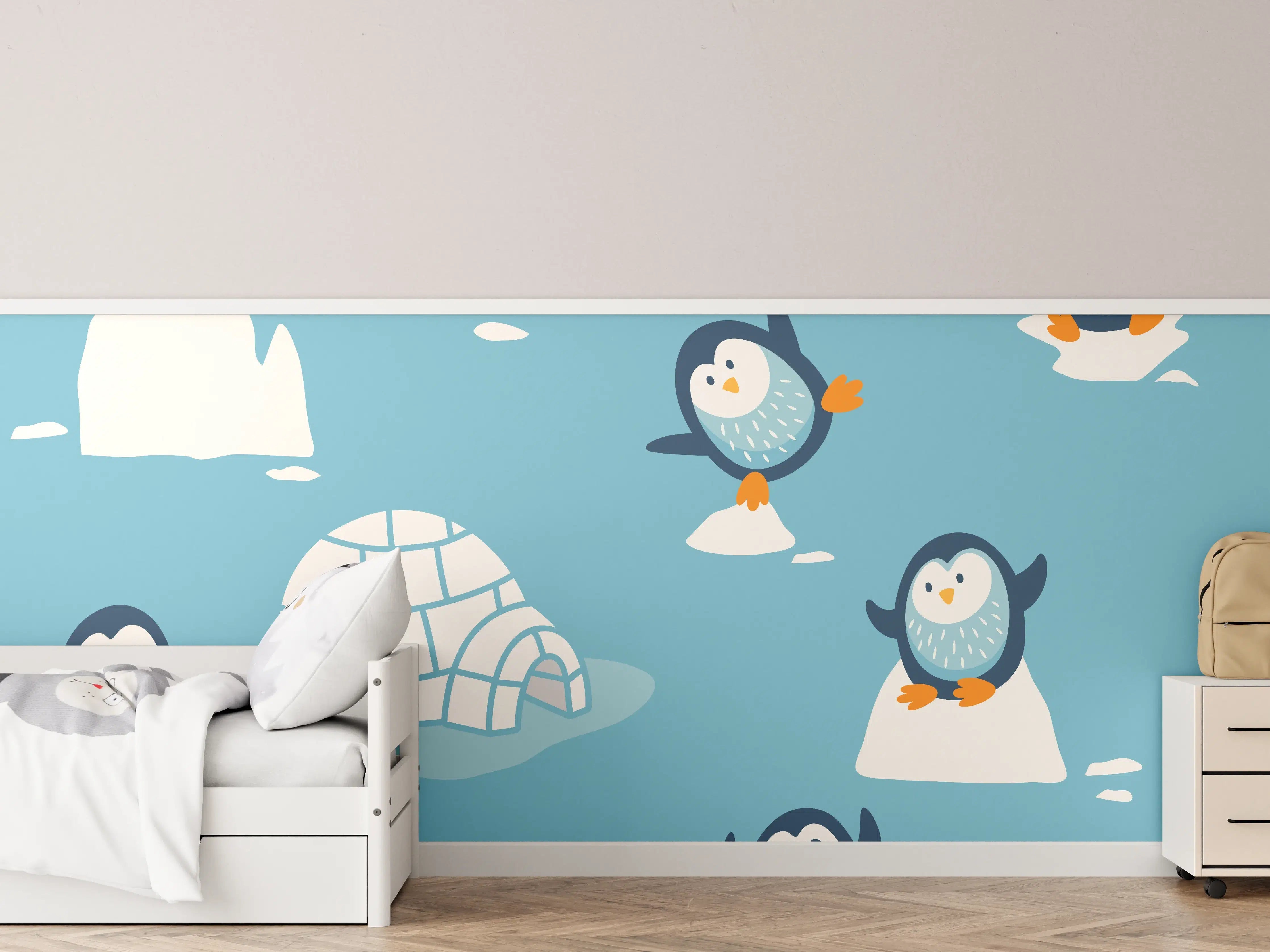 Kinderzimmer Wandgestaltung - Fröhliche Pinguin-Musterung