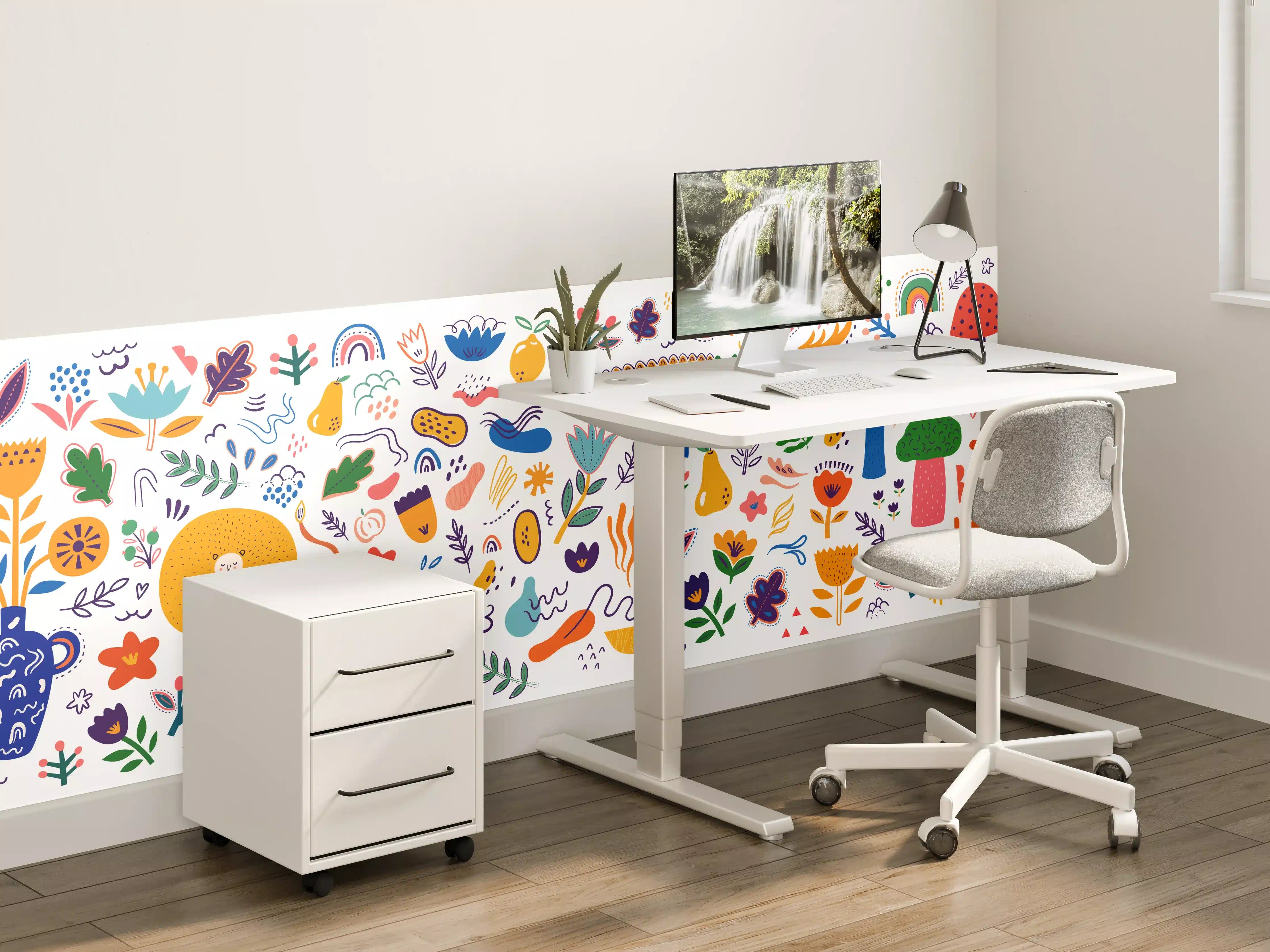 Kinderzimmer Wandgestaltung - Fröhliche bunte Blumen- und Tiermotive