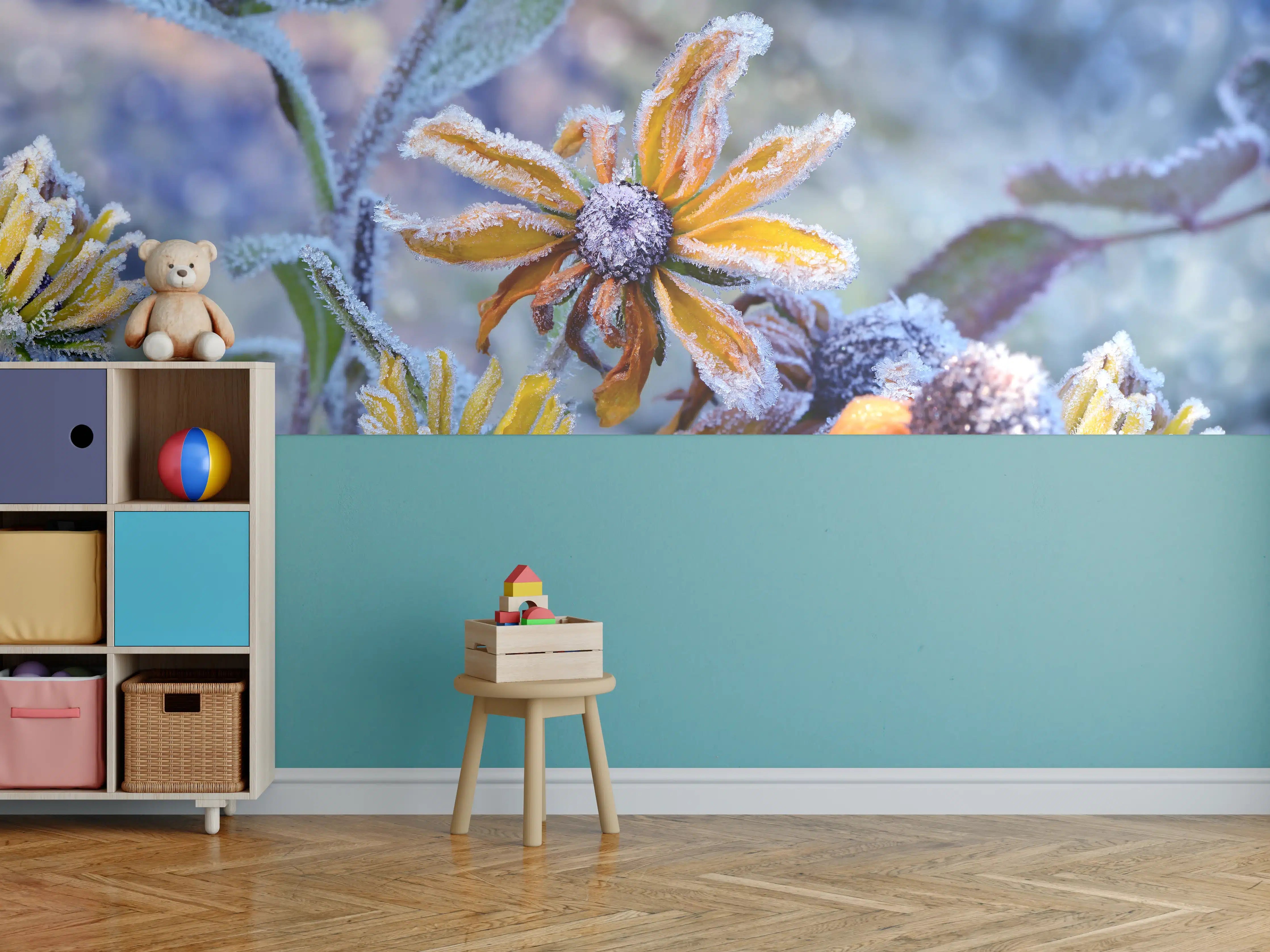 Kinderzimmer Wandgestaltung - Frostige Wildblumen im Morgengrauen