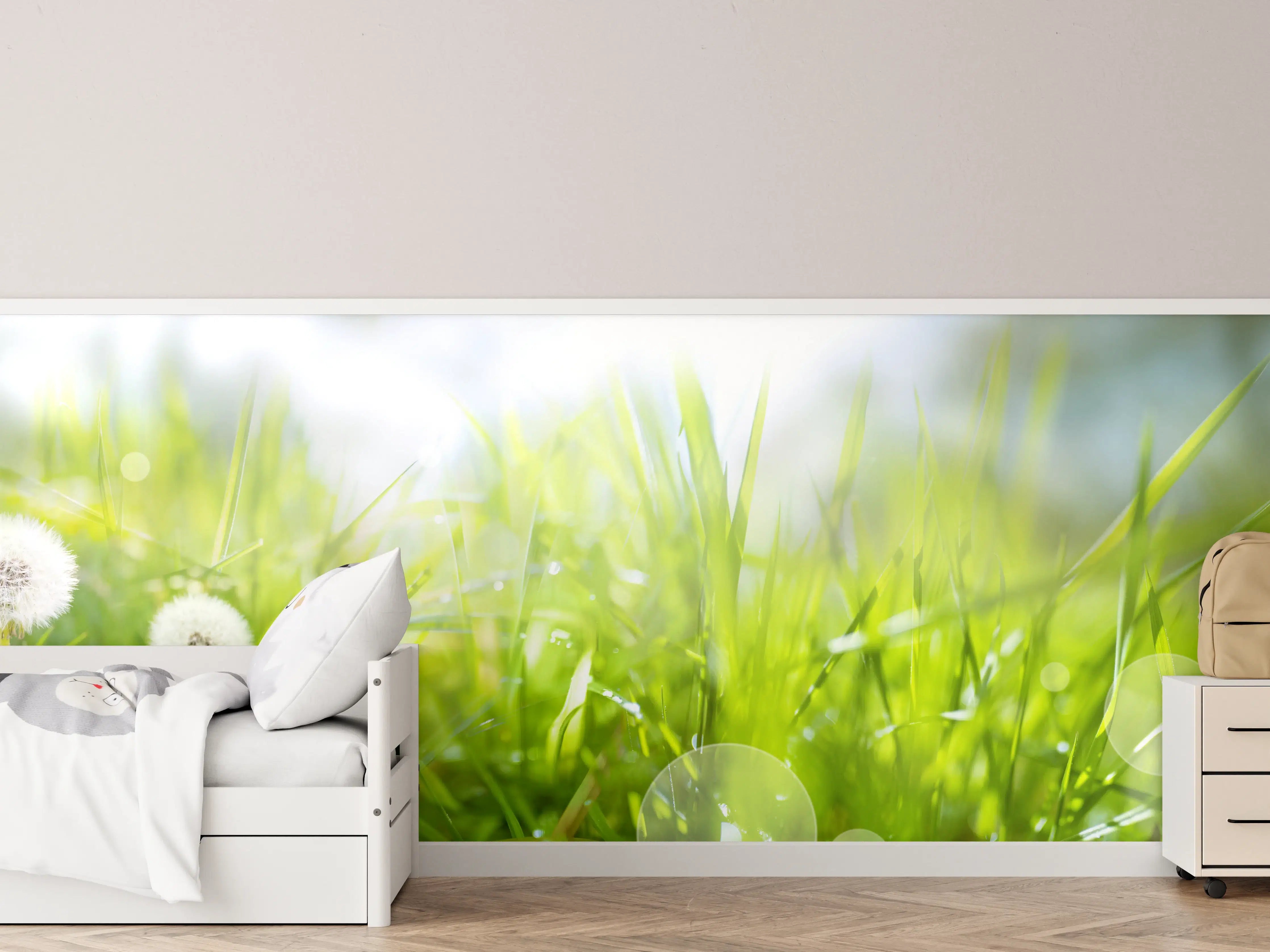 Kinderzimmer Wandgestaltung - Frühling in der Wiese mit Pusteblumen