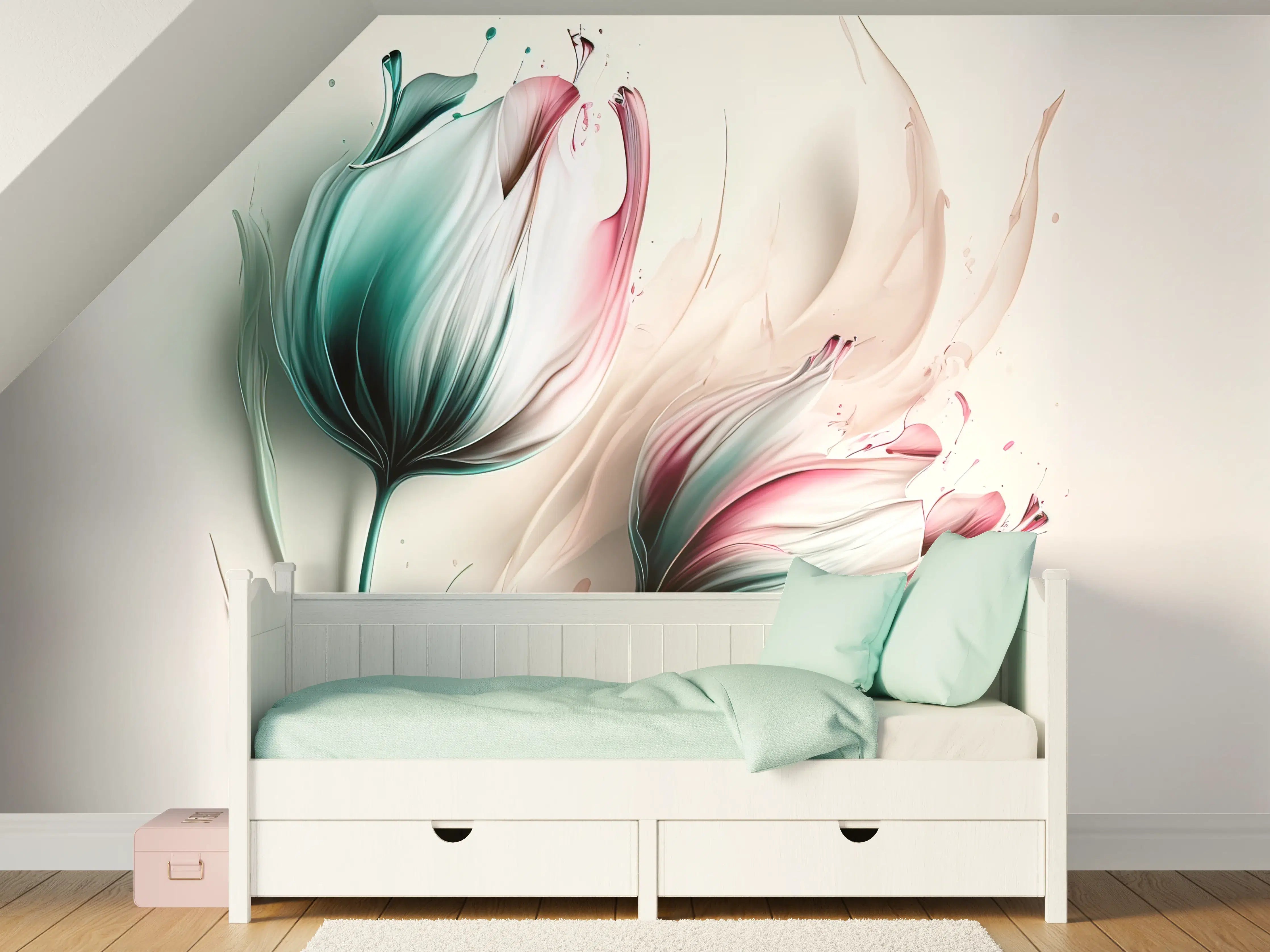Kinderzimmer Wandgestaltung - Frühlings-Tulpen in Fluid Art