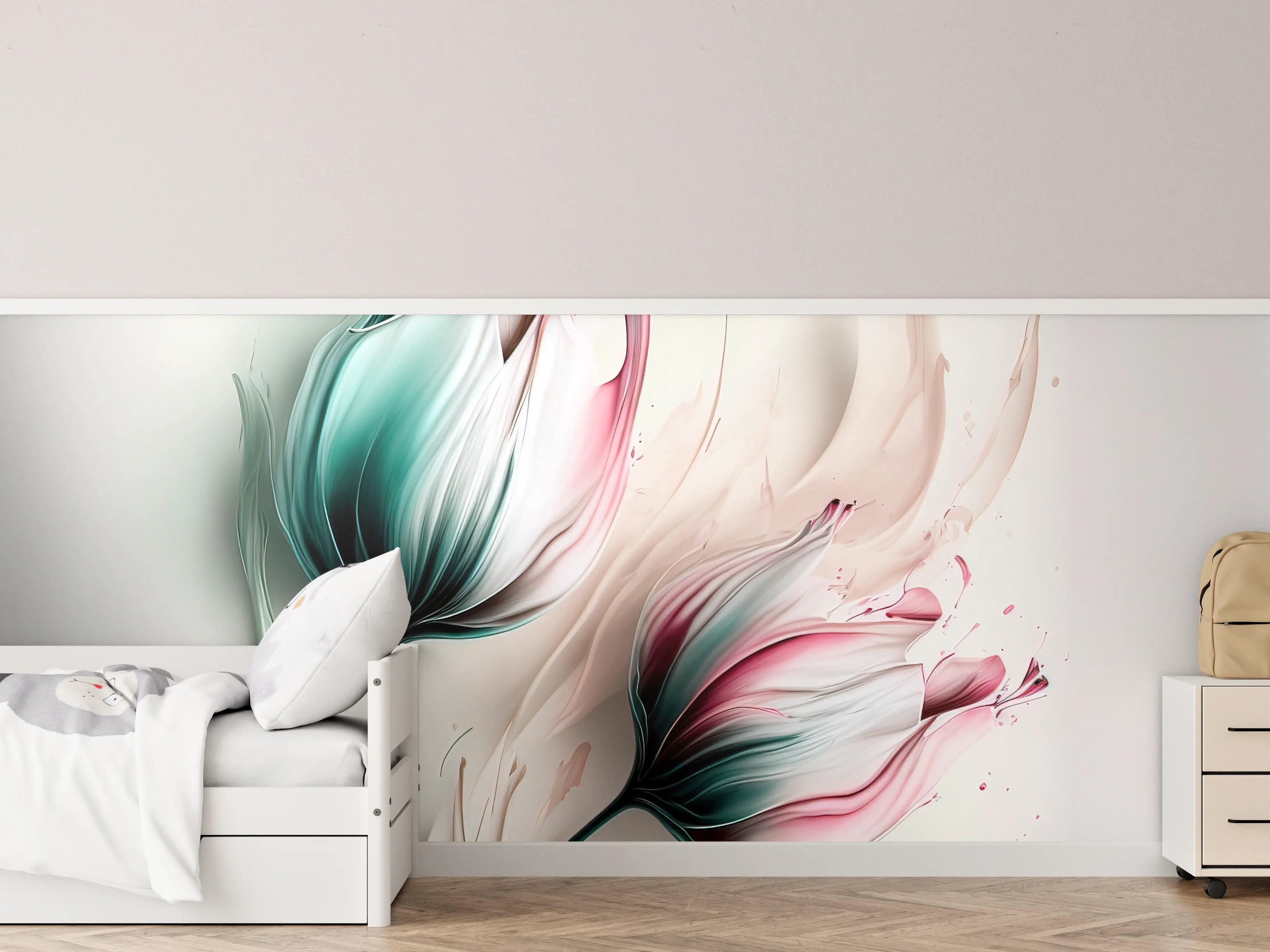 Kinderzimmer Wandgestaltung - Frühlings-Tulpen in Fluid Art