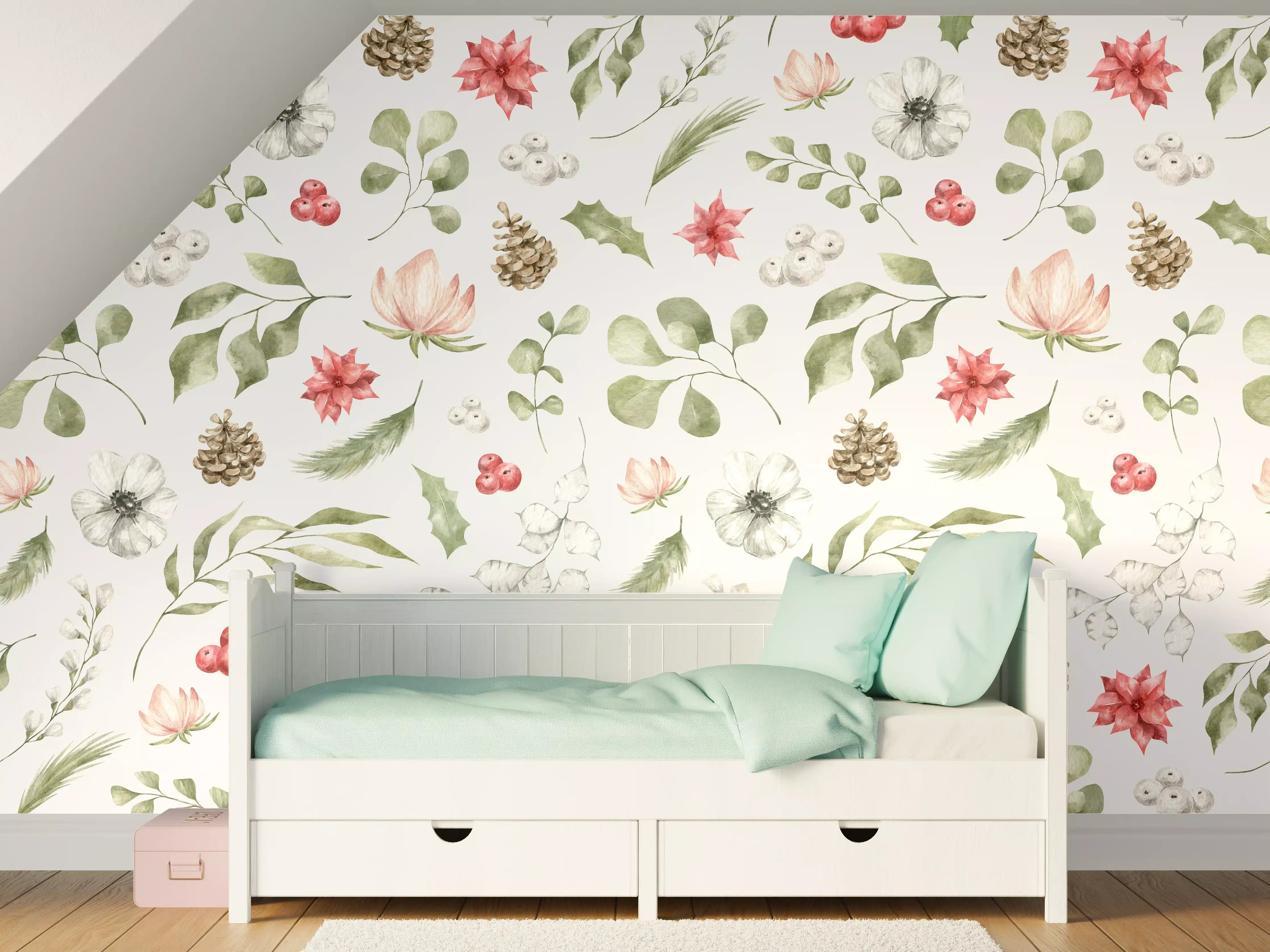 Kinderzimmer Wandgestaltung - Frühlingshafte Botanische Illustration