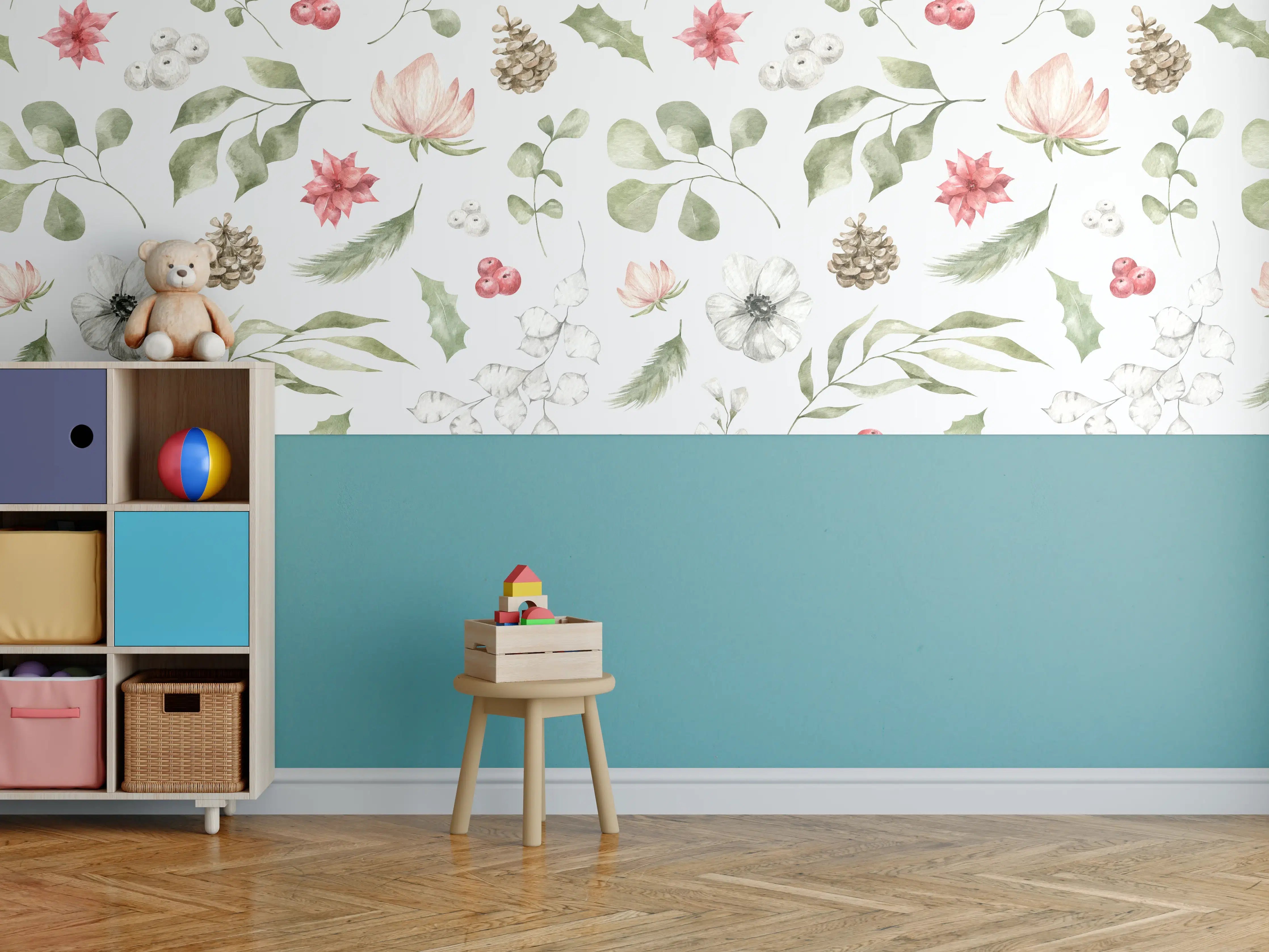 Kinderzimmer Wandgestaltung - Frühlingshafte Botanische Illustration