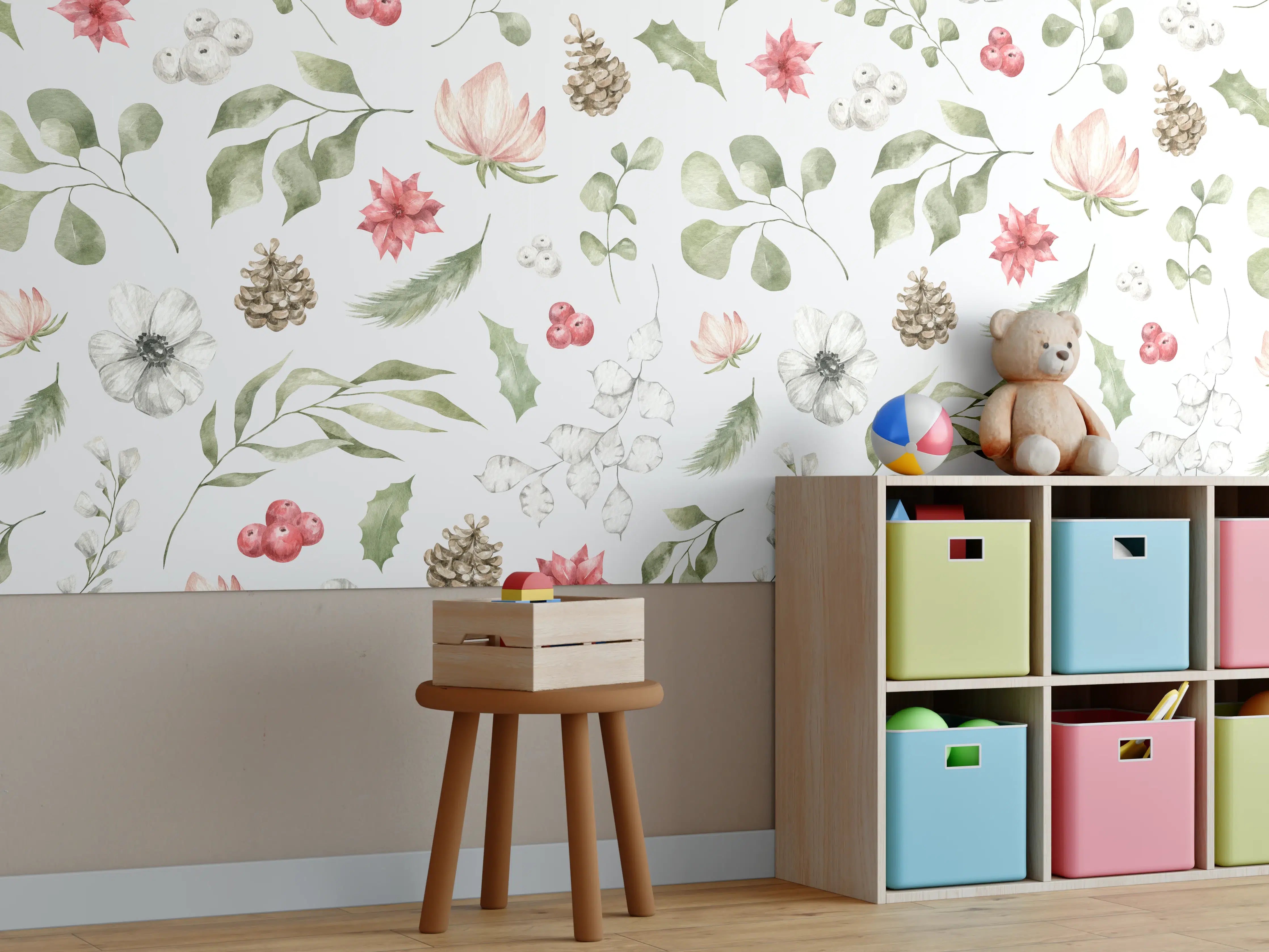 Kinderzimmer Wandgestaltung - Frühlingshafte Botanische Illustration