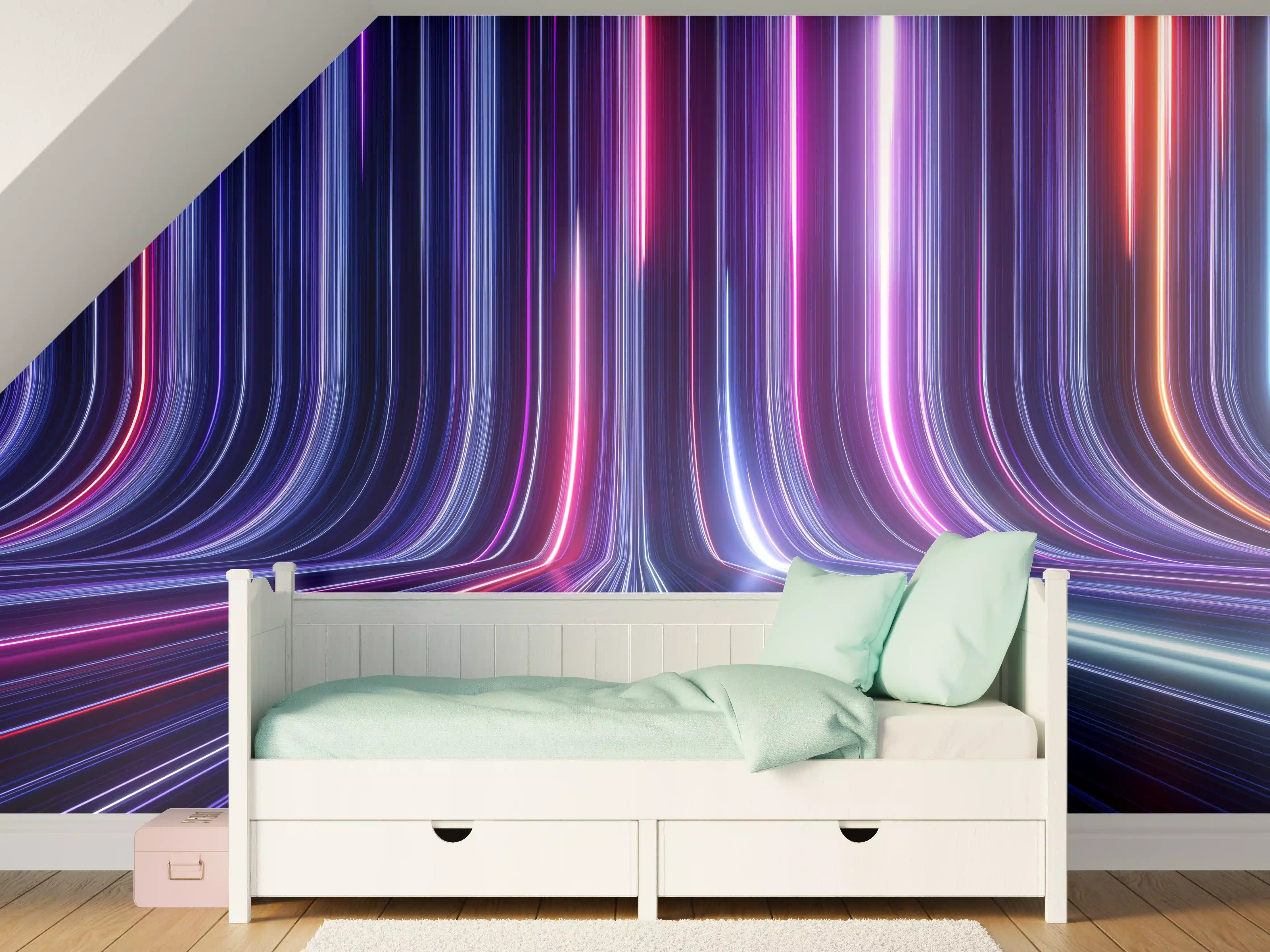 Kinderzimmer Wandgestaltung - Futuristisches Neon Design