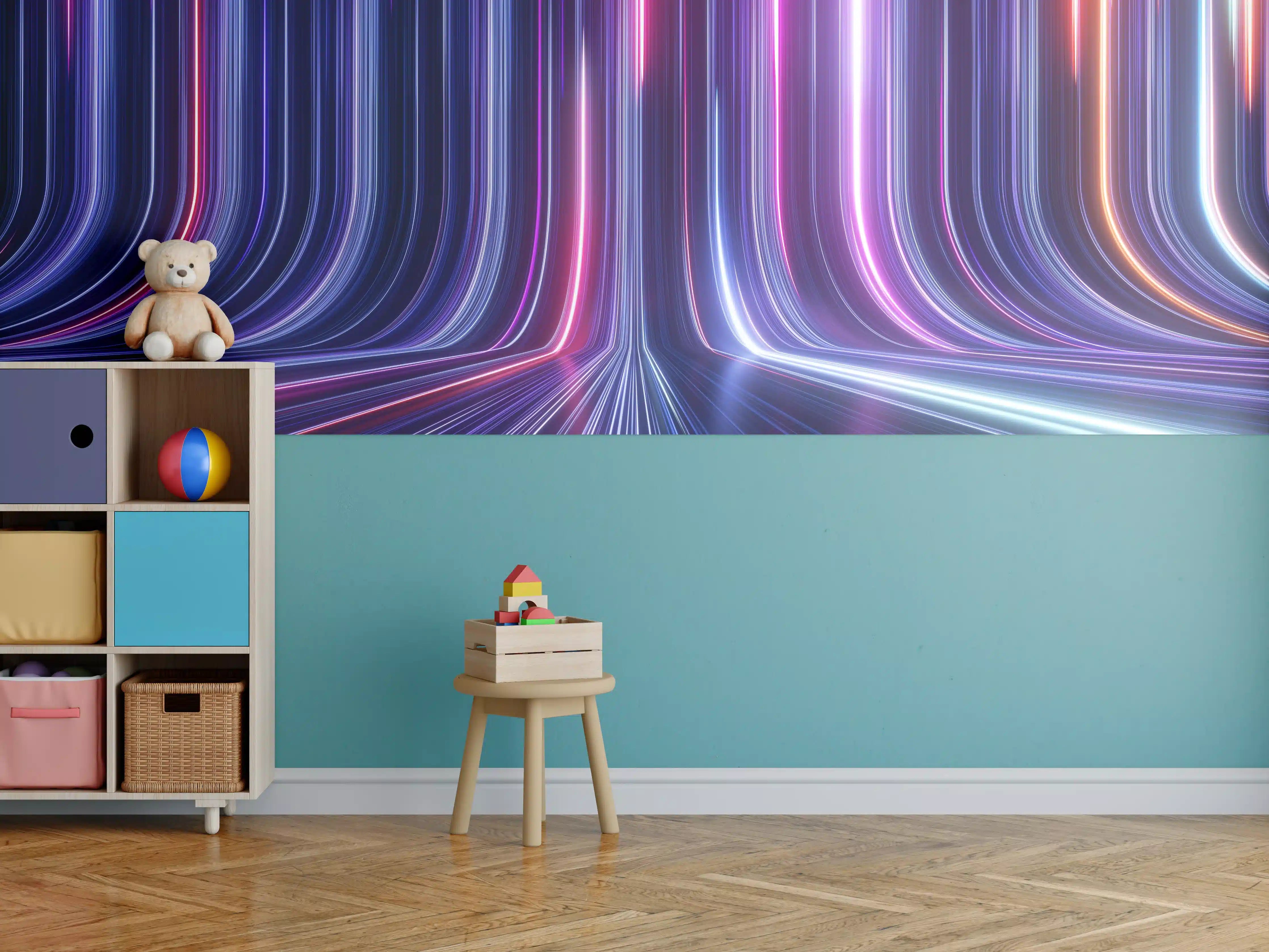 Kinderzimmer Wandgestaltung - Futuristisches Neon Design