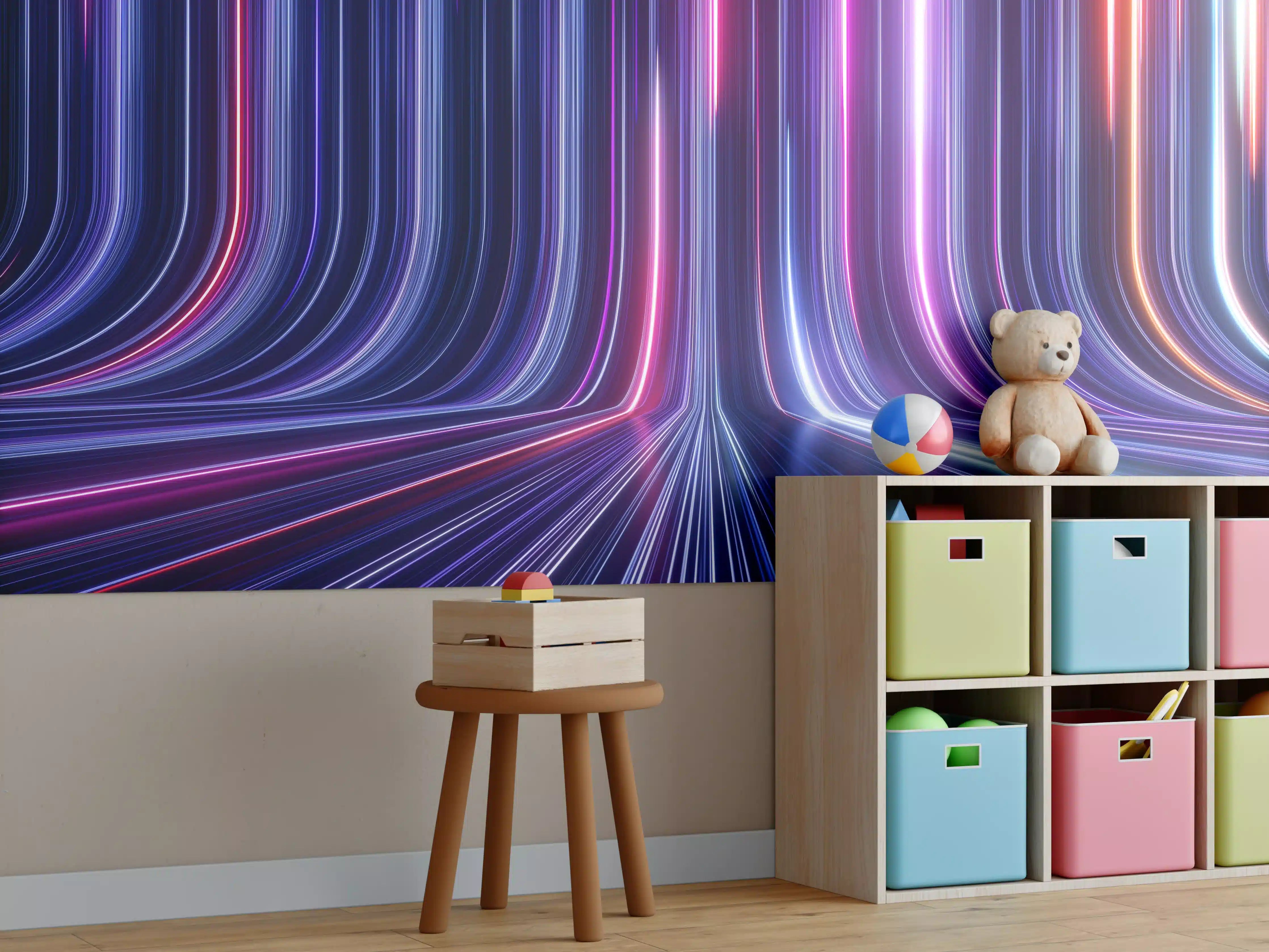 Kinderzimmer Wandgestaltung - Futuristisches Neon Design