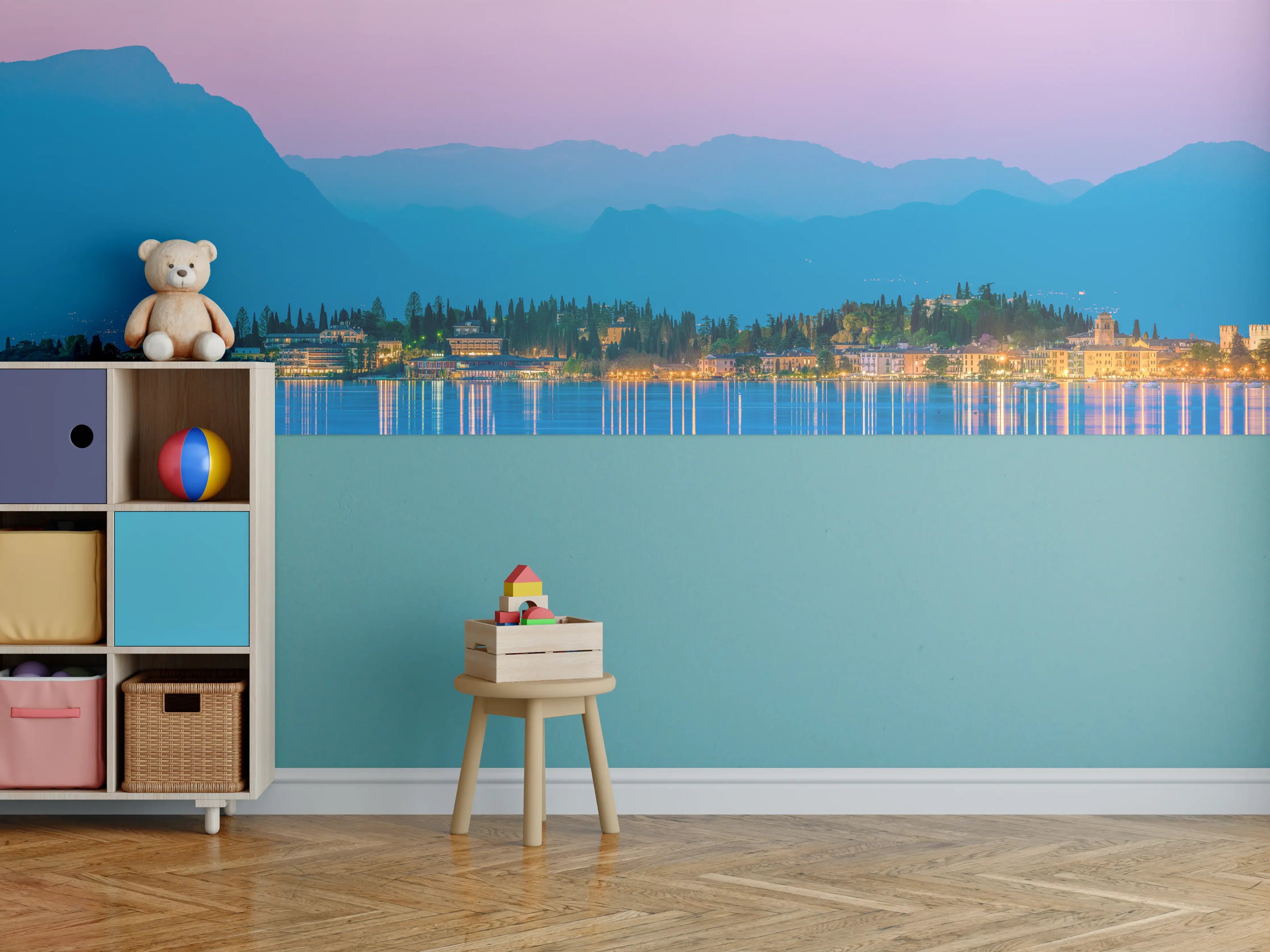 Kinderzimmer Wandgestaltung - Gardasee Abenddämmerung Panorama