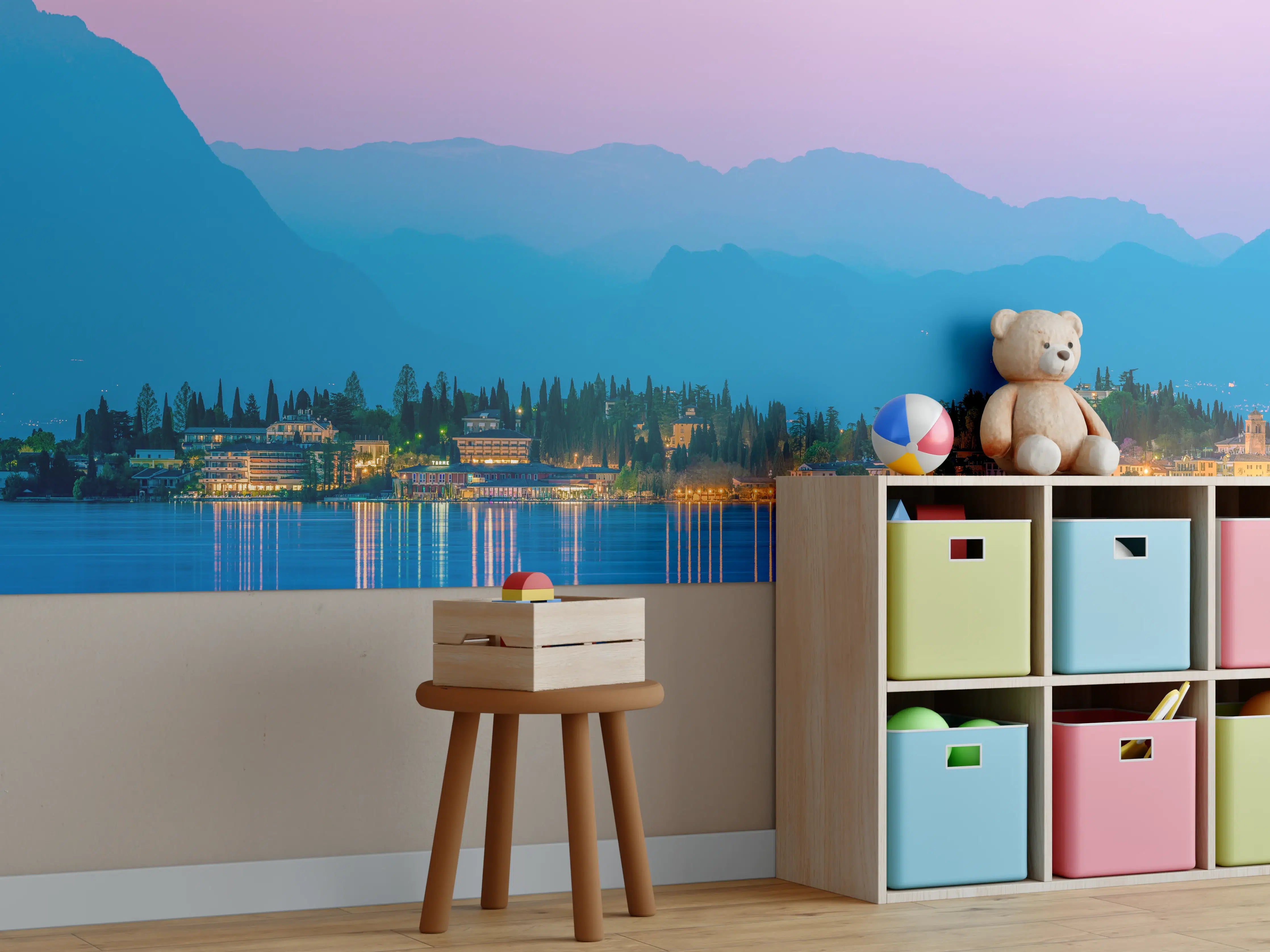 Kinderzimmer Wandgestaltung - Gardasee Abenddämmerung Panorama