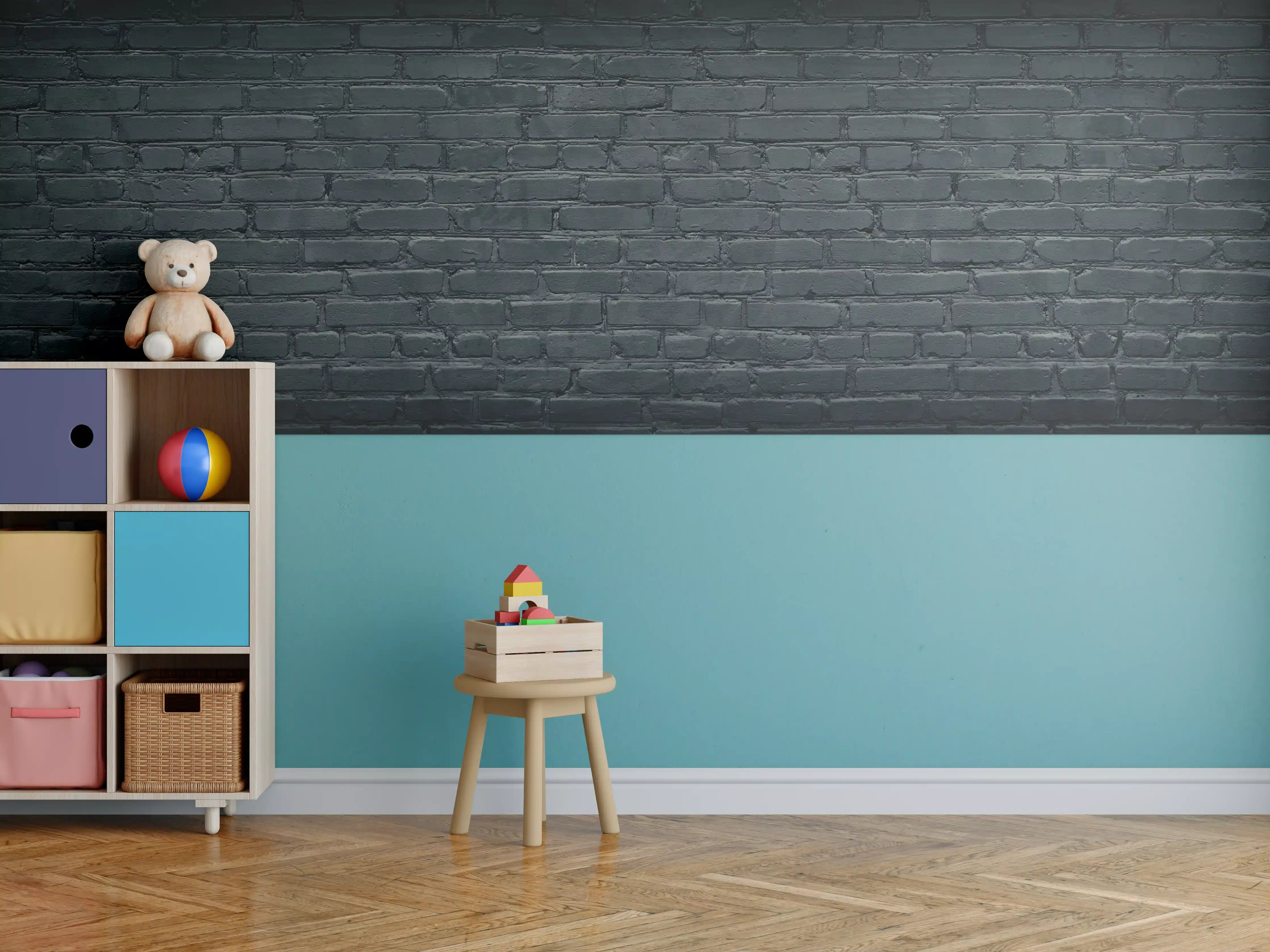Kinderzimmer Wandgestaltung - Gealtertes dunkles Mauerwerk