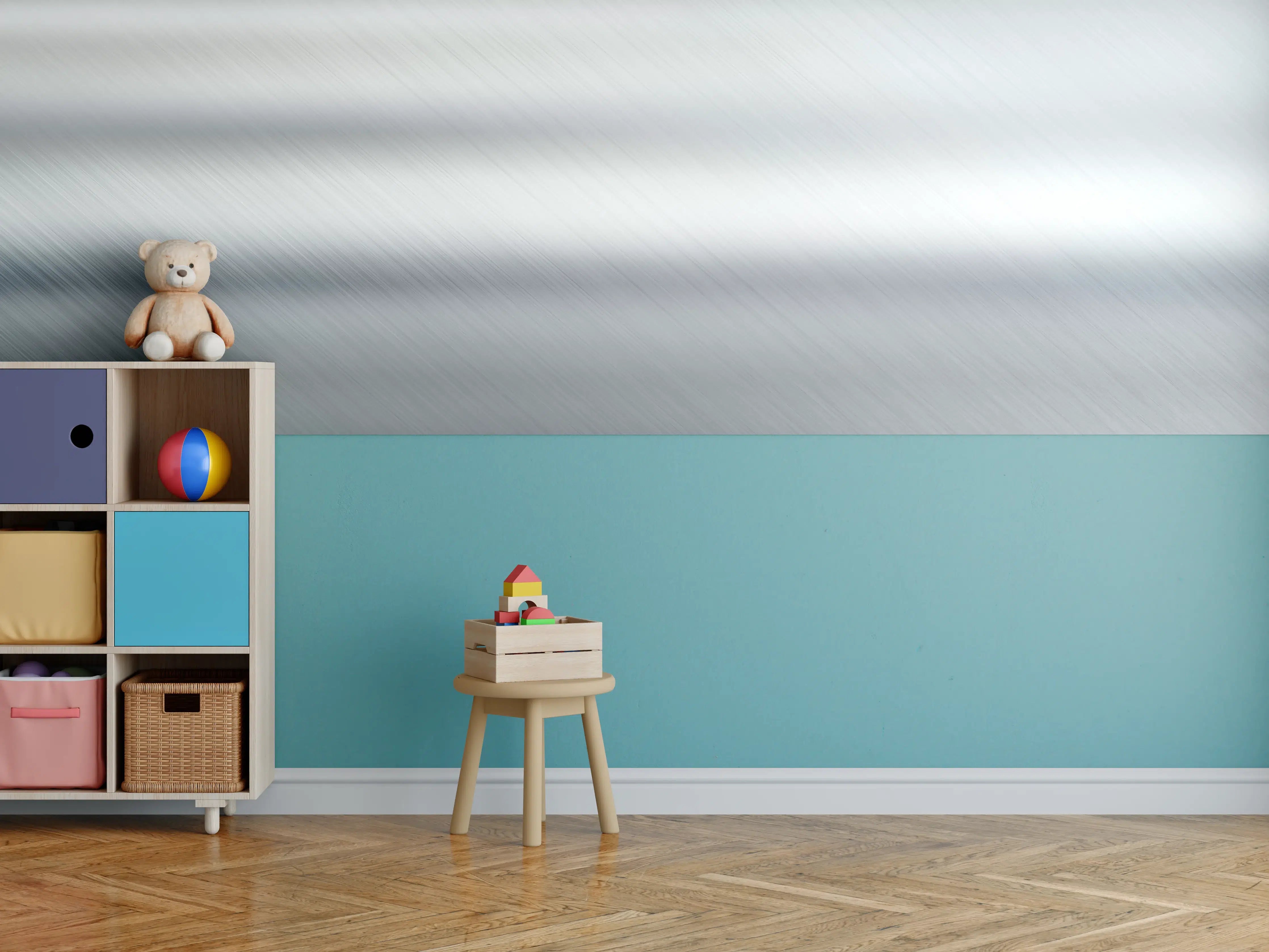 Kinderzimmer Wandgestaltung - Gebürsteter Metall Hintergrund