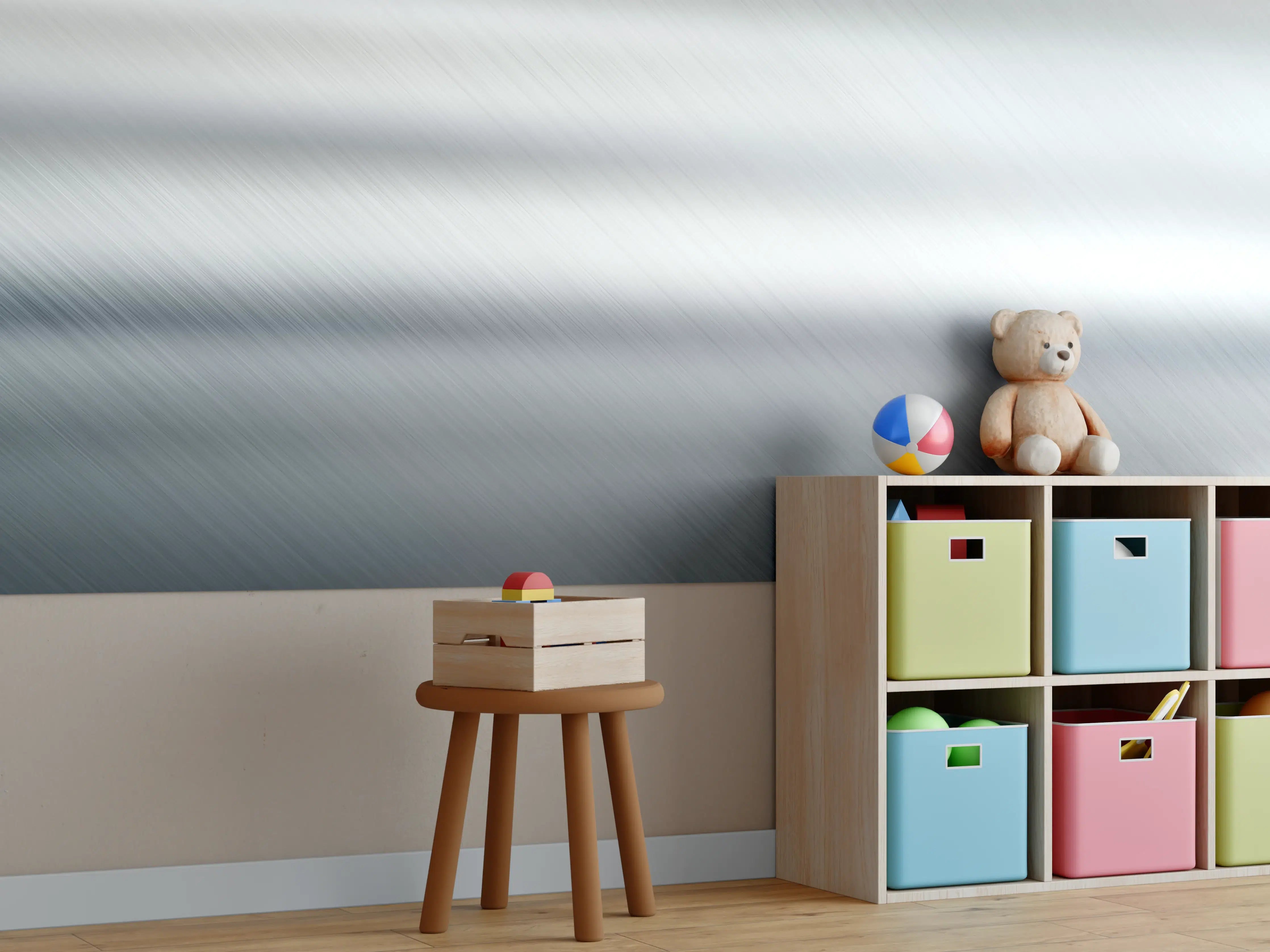 Kinderzimmer Wandgestaltung - Gebürsteter Metall Hintergrund