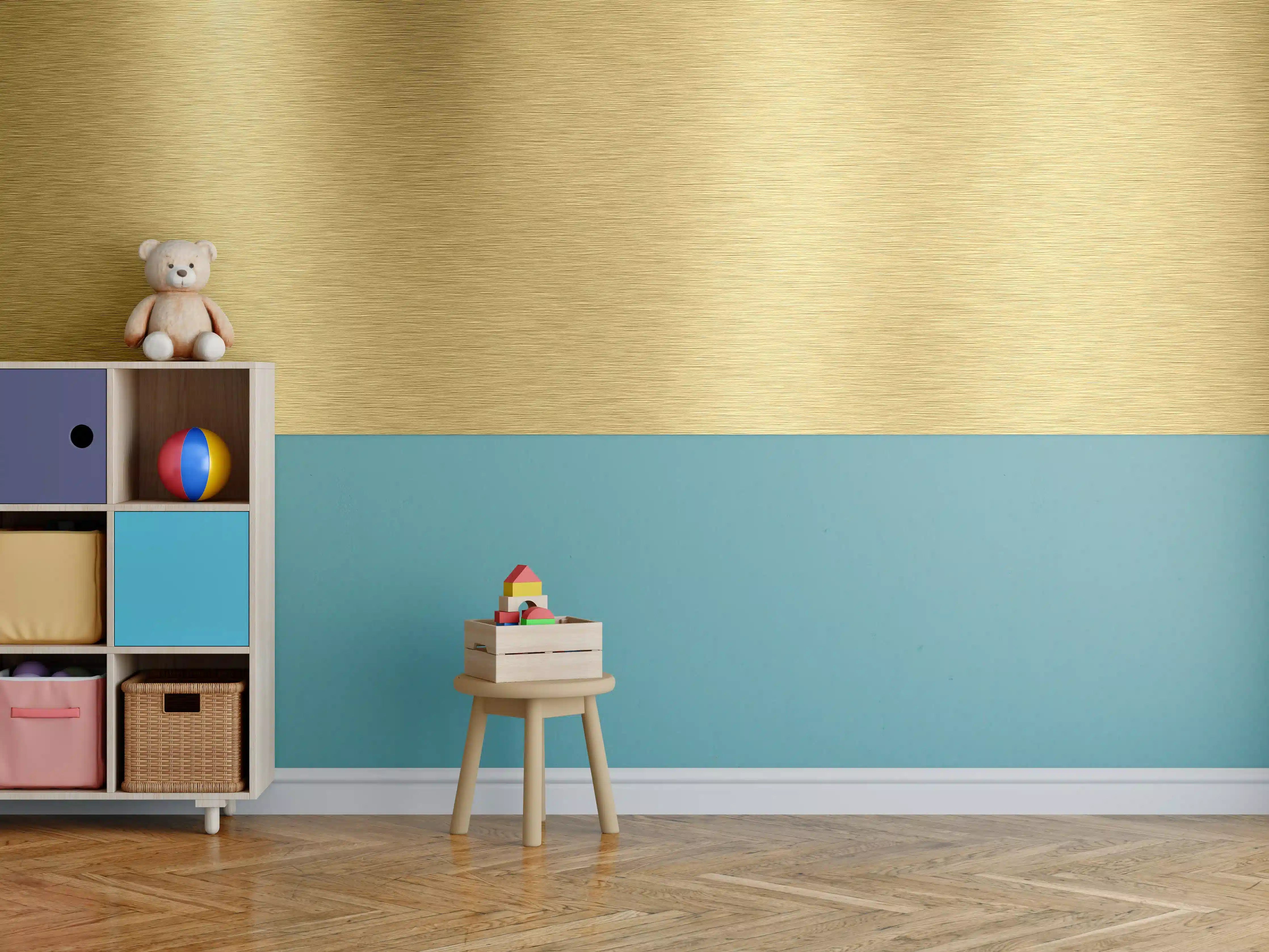 Kinderzimmer Wandgestaltung - Gebürstetes Gold