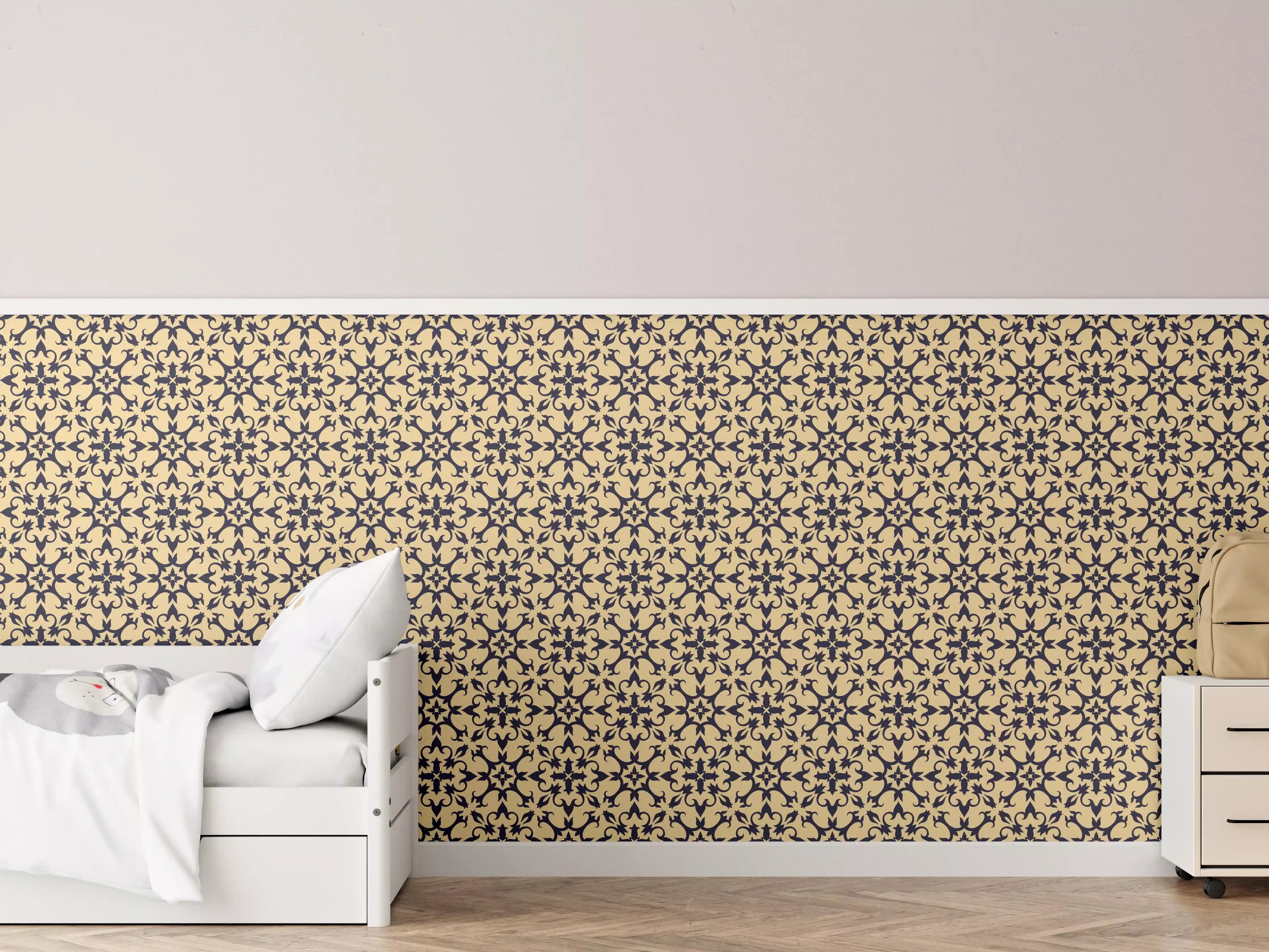 Kinderzimmer Wandgestaltung - Gelb-Schwarz Grafik Design