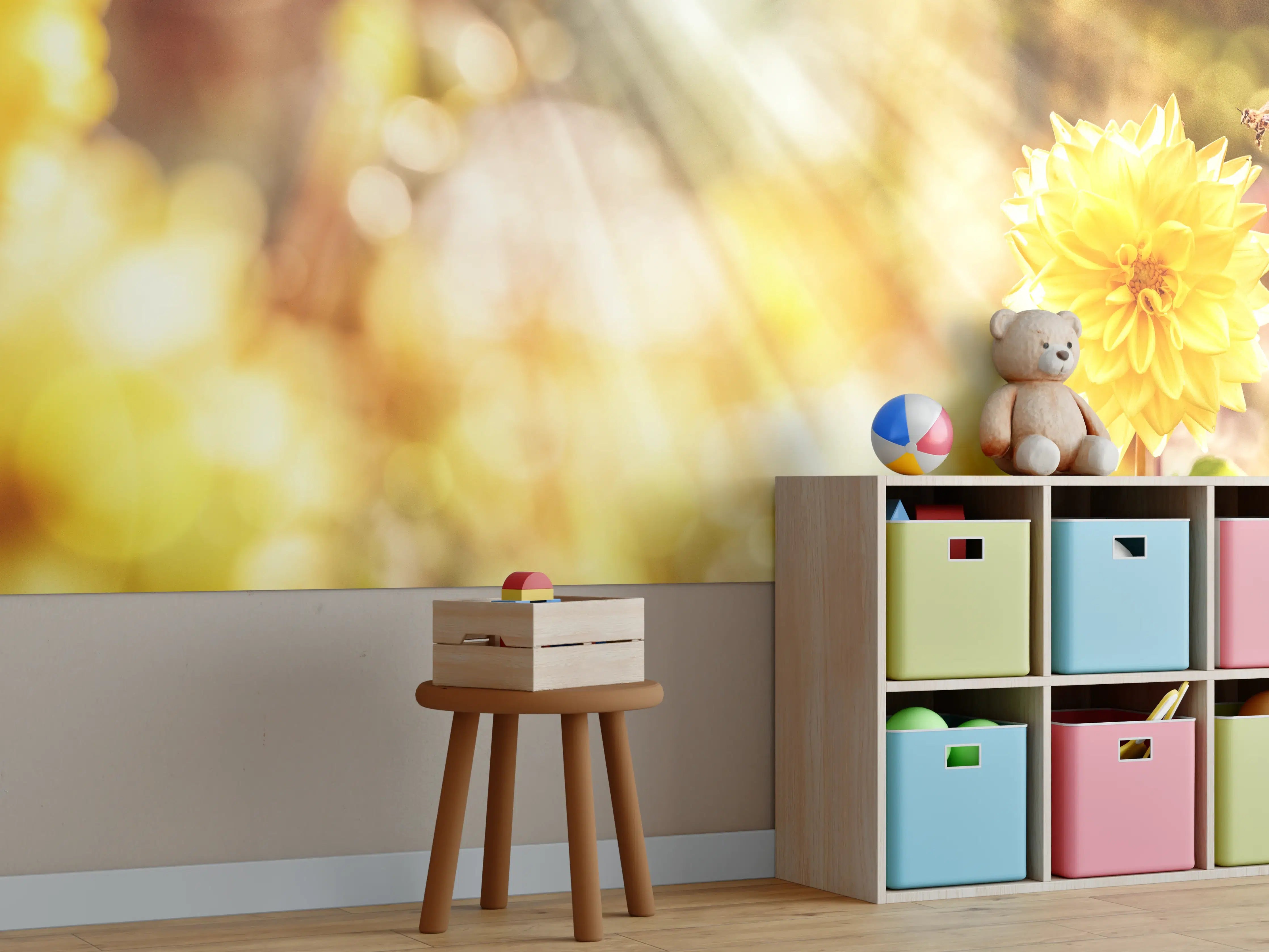 Kinderzimmer Wandgestaltung - Gelbe Dahlie