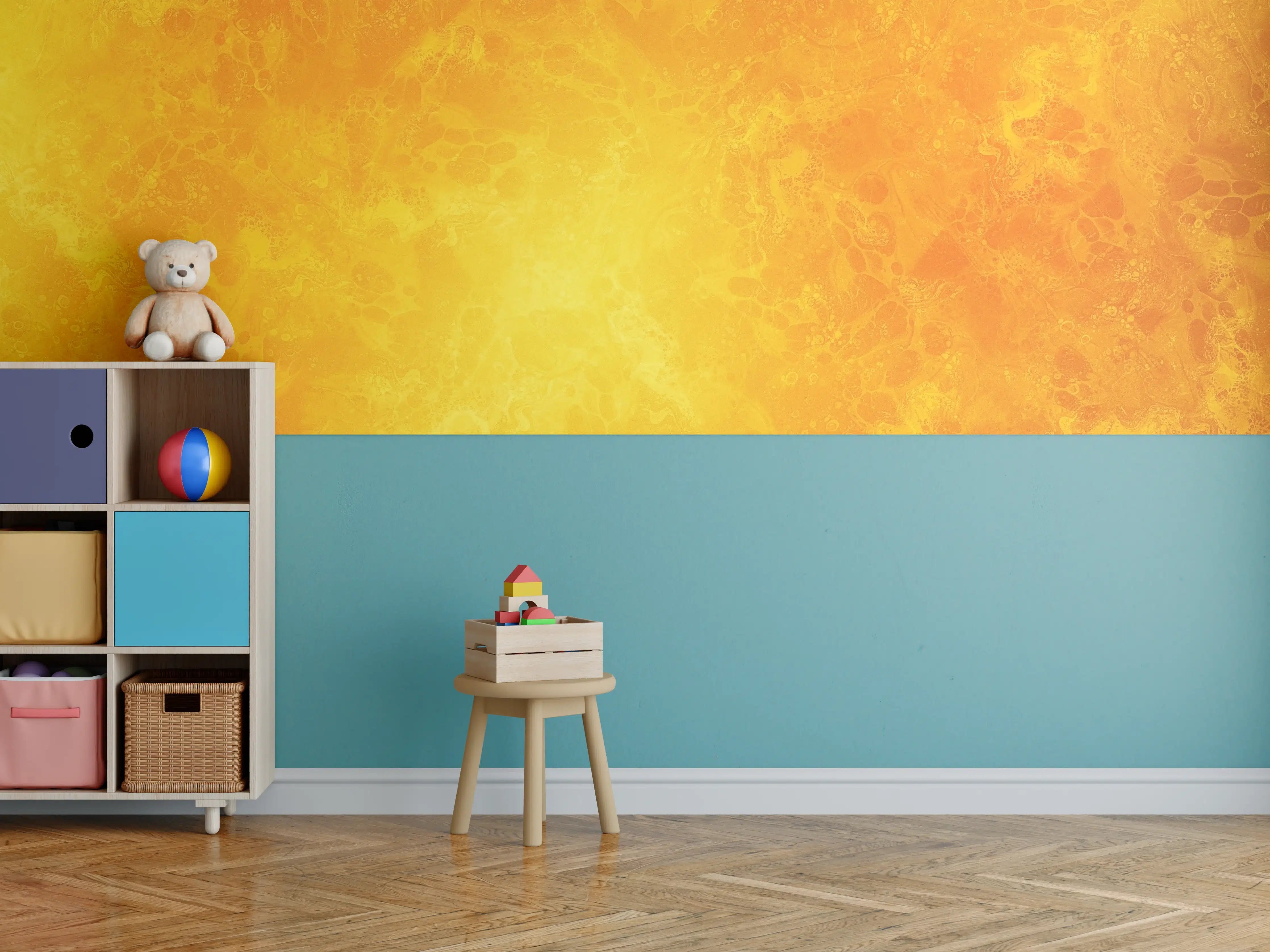 Kinderzimmer Wandgestaltung - Gelbes Farbmuster