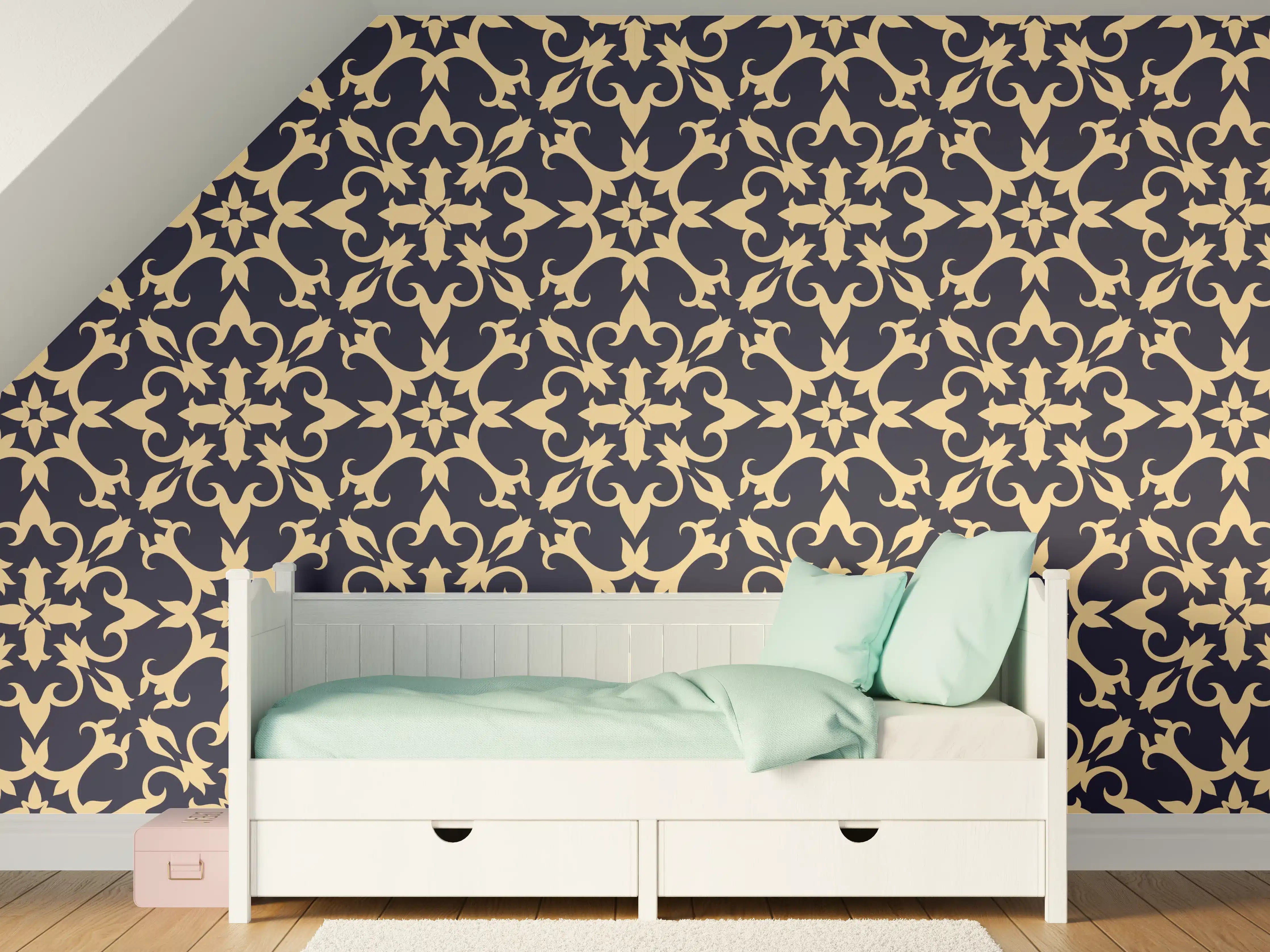 Kinderzimmer Wandgestaltung - Gelbes Ornament-Muster