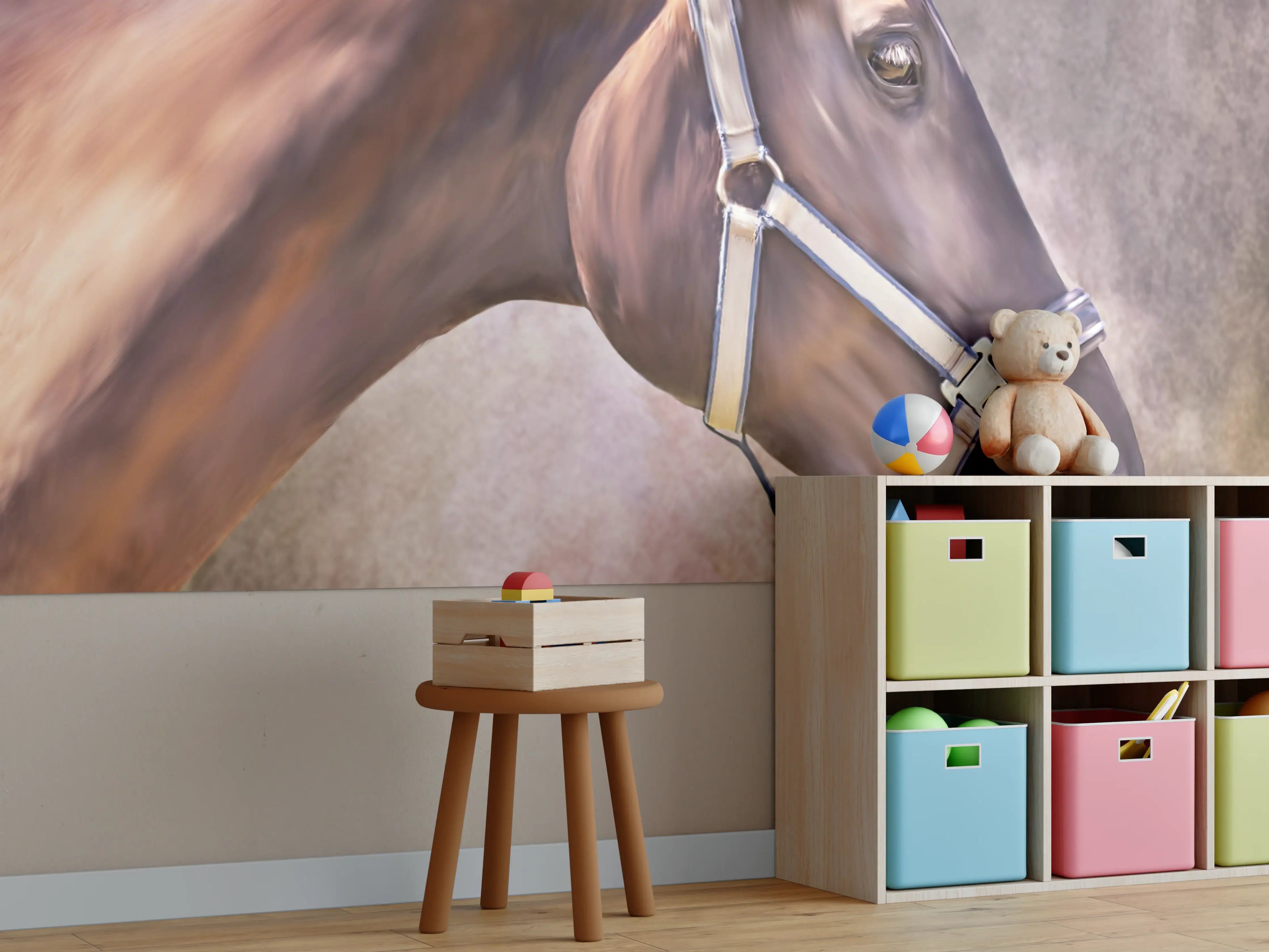 Kinderzimmer Wandgestaltung - Gemalter Pferdekopf