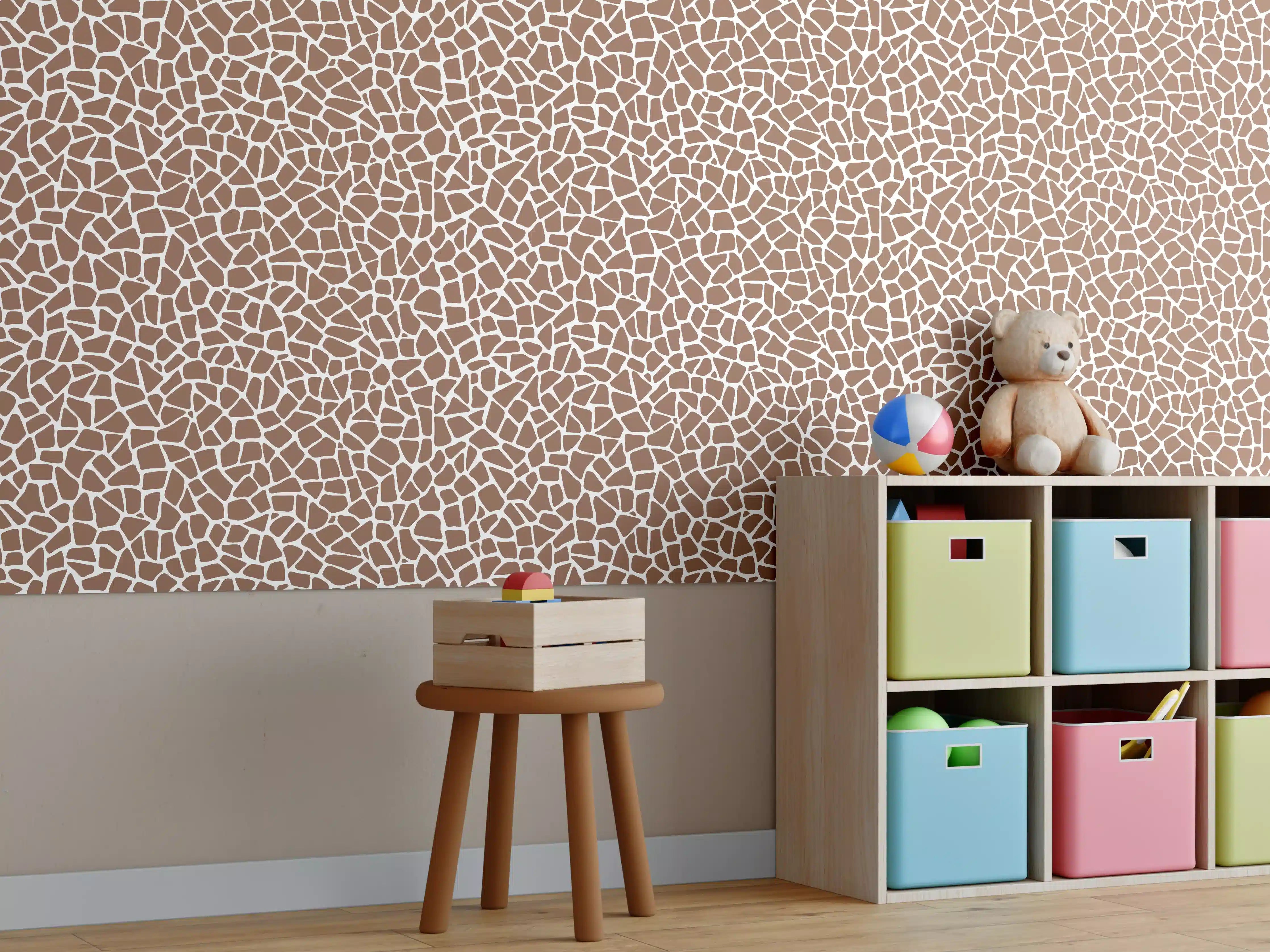 Kinderzimmer Wandgestaltung - Gemusterte Steinoptik in Braun