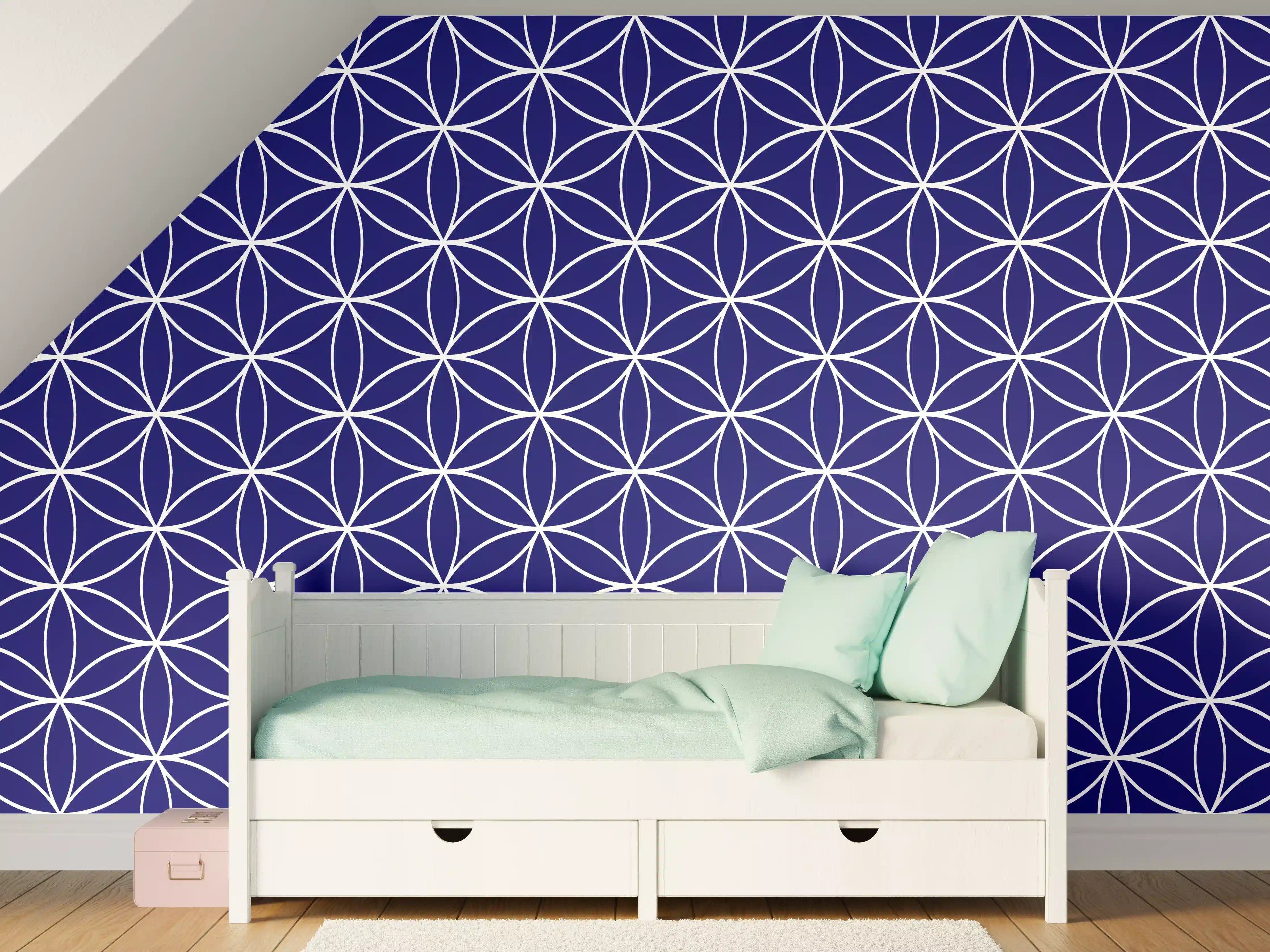 Kinderzimmer Wandgestaltung - Geometrische Blautöne