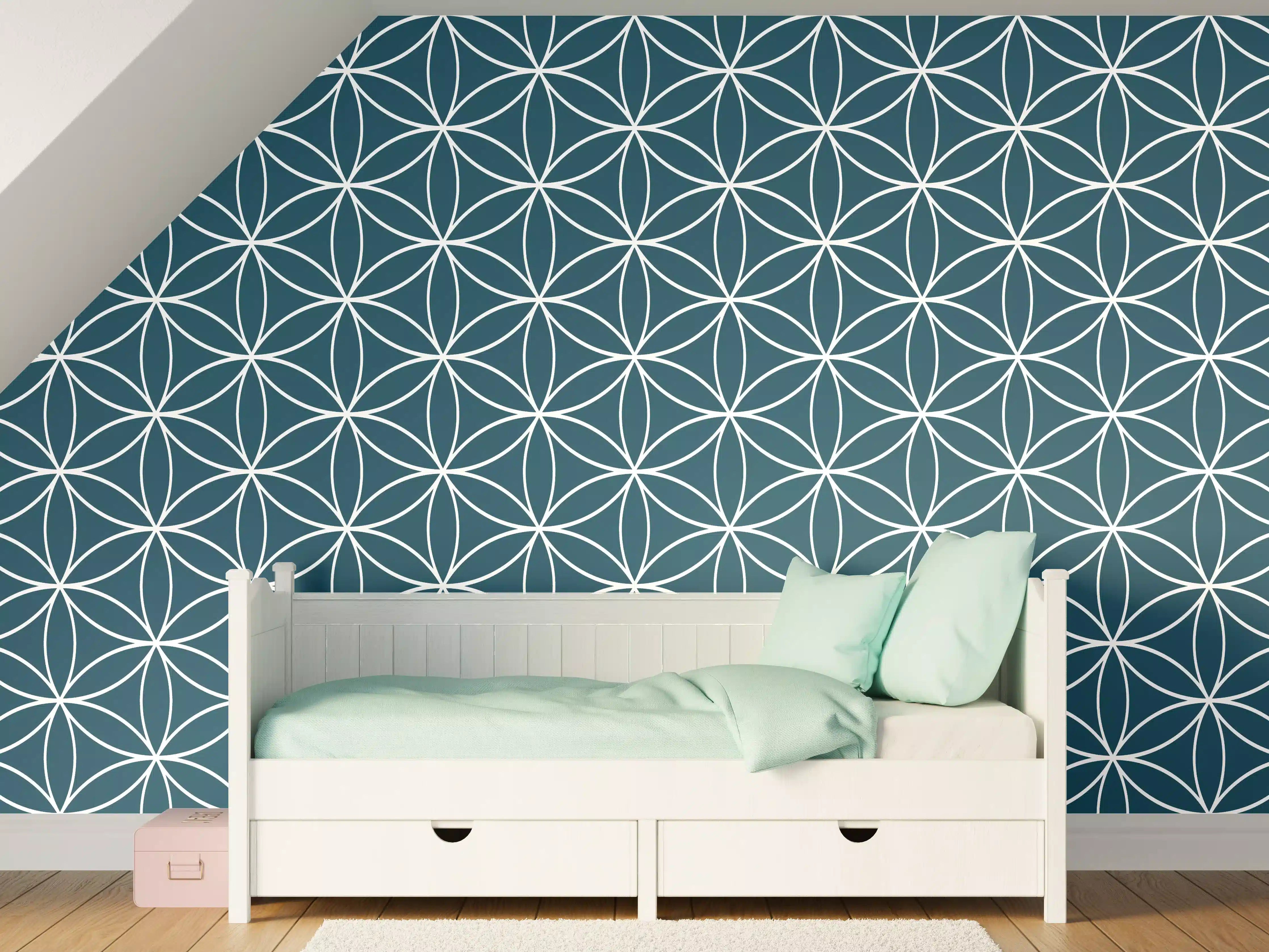 Kinderzimmer Wandgestaltung - Geometrische Blauw-Tiefen-Textur